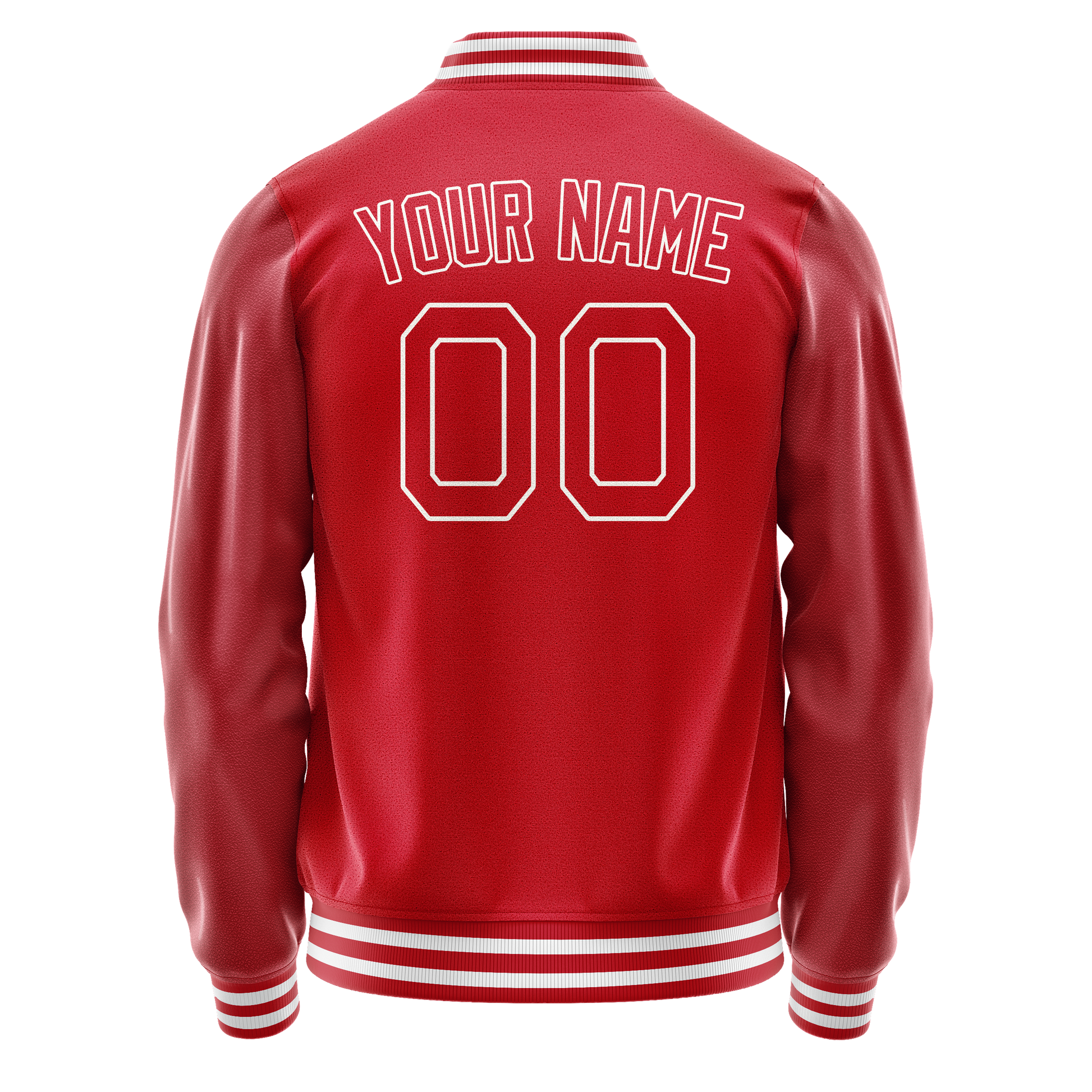 Custom Red White Solid Color Varsity Letterman Jacket JA02240617XY406