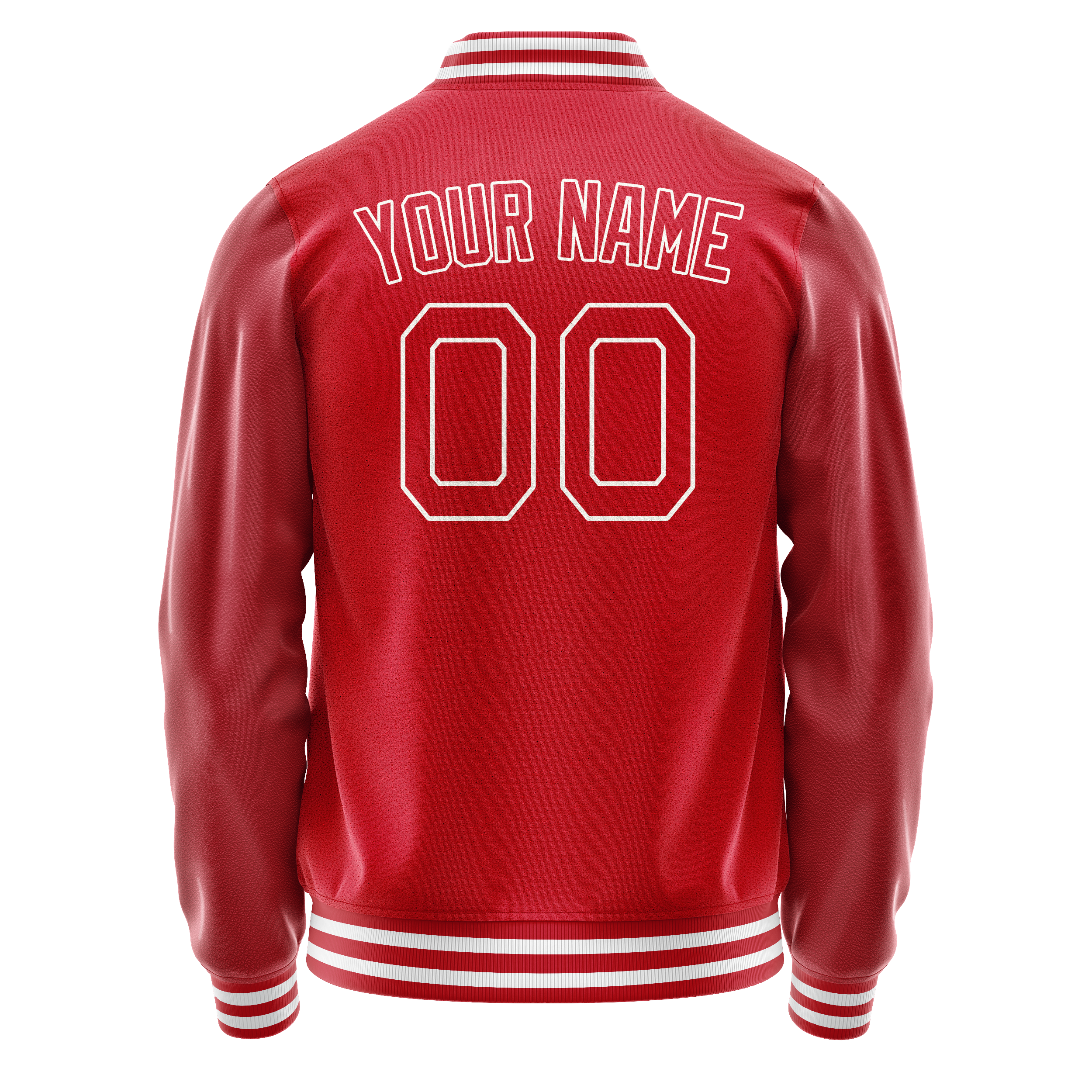 Custom Red White Solid Color Varsity Letterman Jacket JA02240617XY406