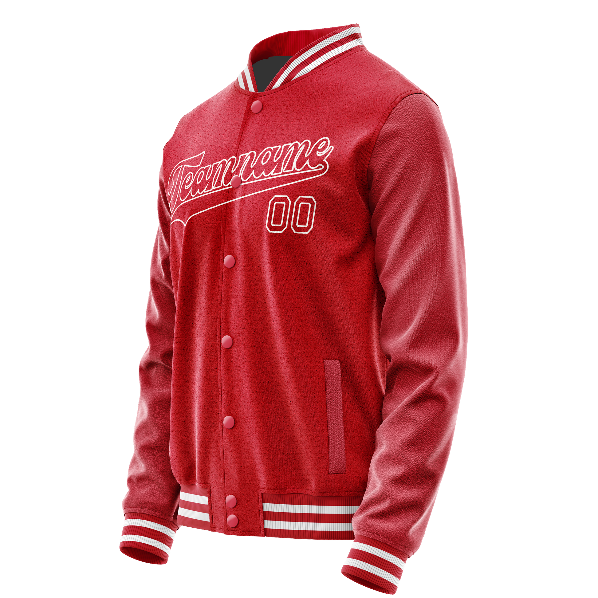 Custom Red White Solid Color Varsity Letterman Jacket JA02240617XY406