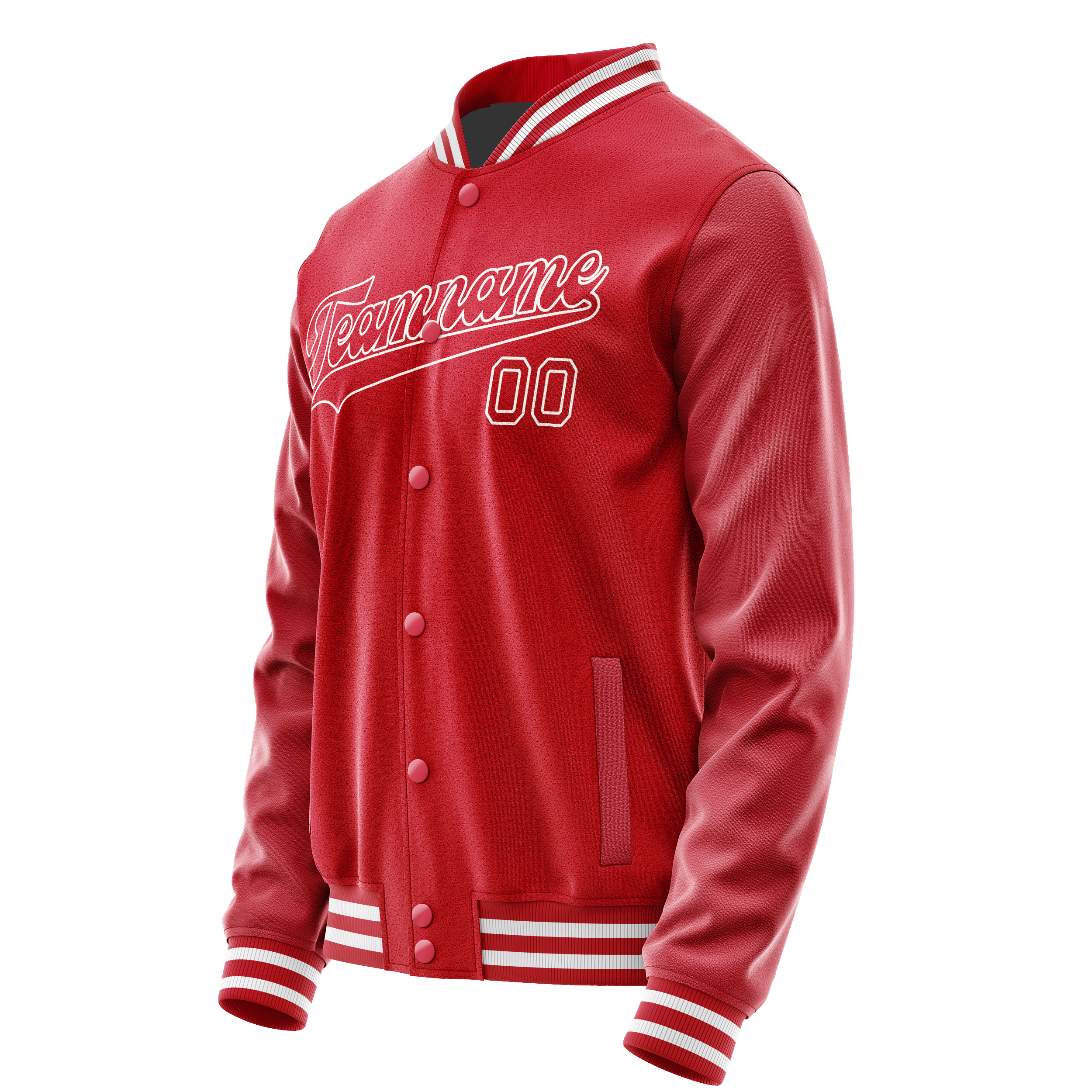 Custom Red White Solid Color Varsity Letterman Jacket JA02240617XY406