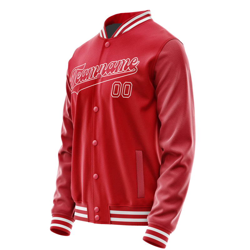 Custom Red White Solid Color Varsity Letterman Jacket JA02240617XY406