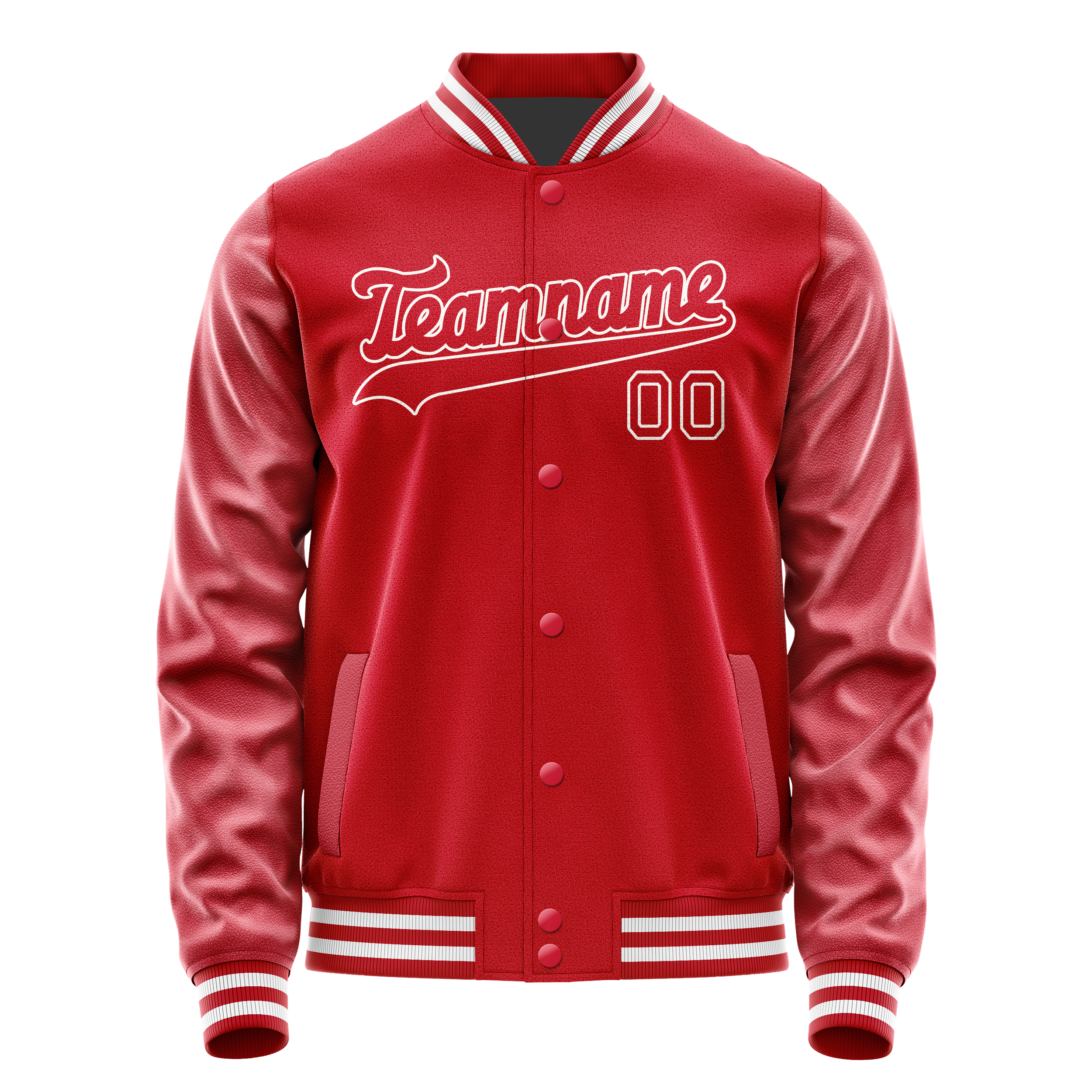 Custom Red White Solid Color Varsity Letterman Jacket JA02240617XY416