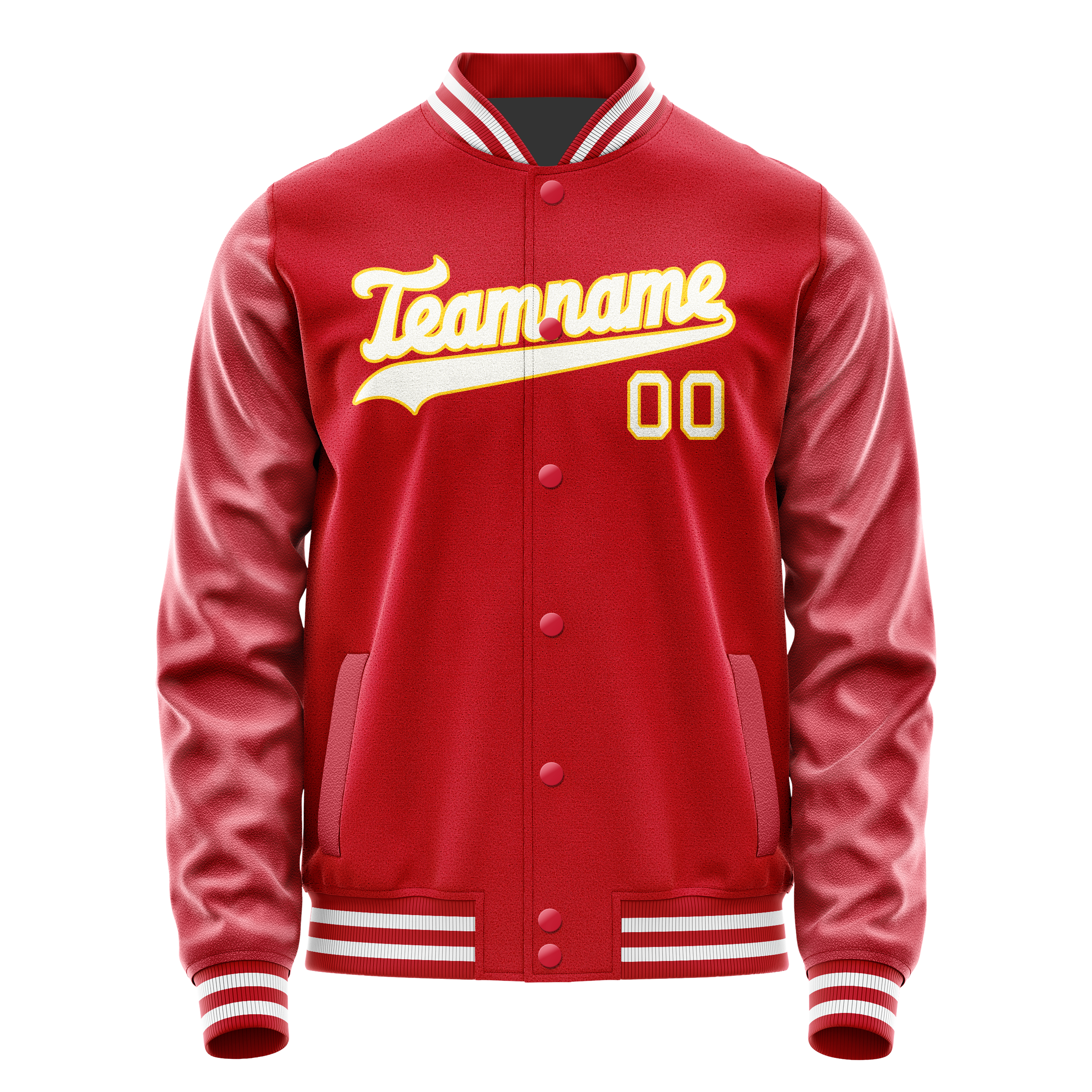 Custom Red Gold Solid Color Varsity Letterman Jacket JA02240617XY394