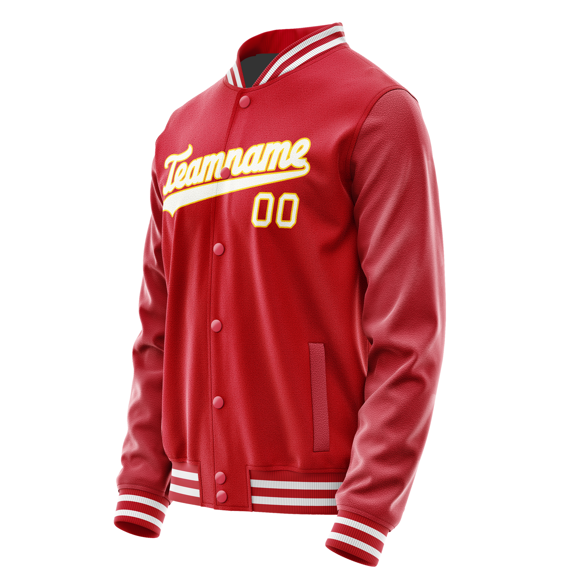 Custom Red Gold Solid Color Varsity Letterman Jacket JA02240617XY394