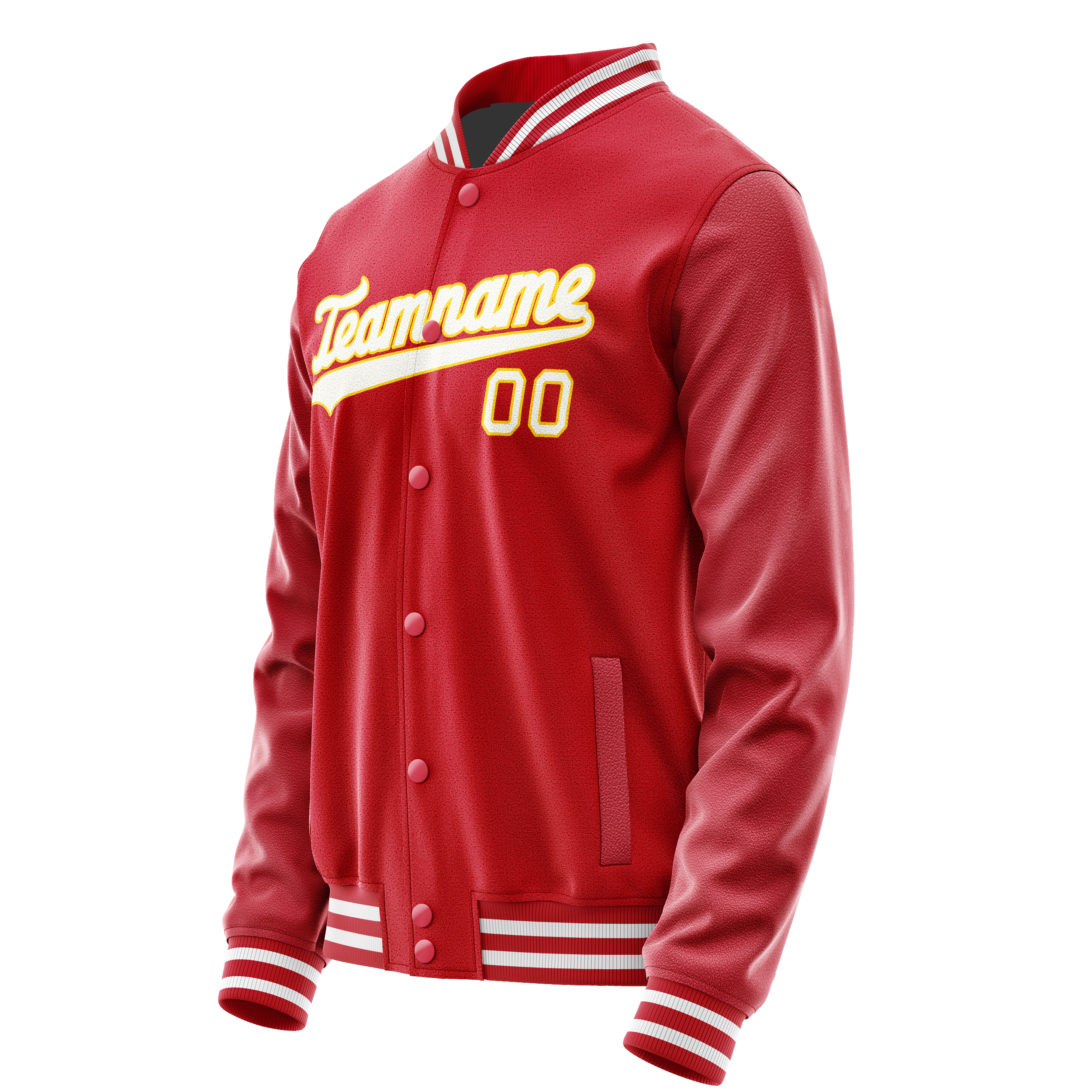 Custom Red Gold Solid Color Varsity Letterman Jacket JA02240617XY394