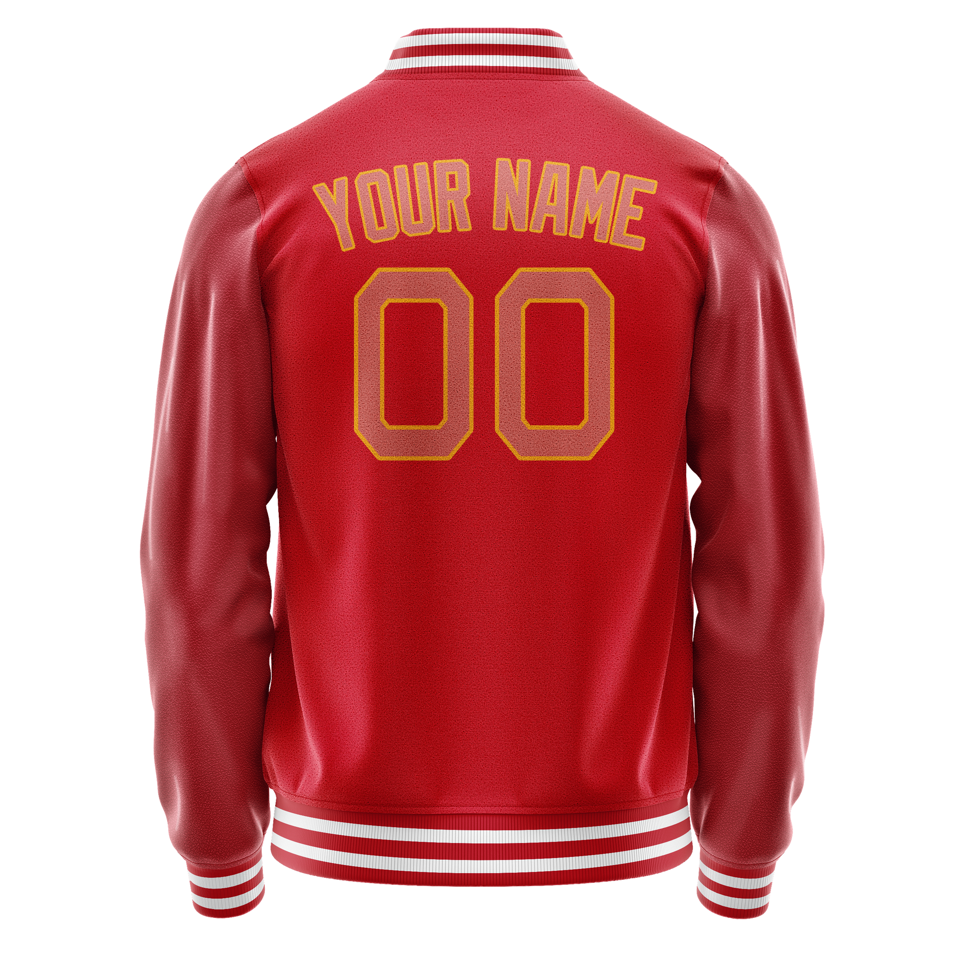 Custom Red Cream Solid Color Varsity Letterman Jacket JA02240617XY396