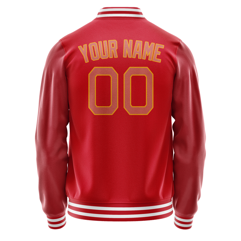 Custom Red Cream Solid Color Varsity Letterman Jacket JA02240617XY396