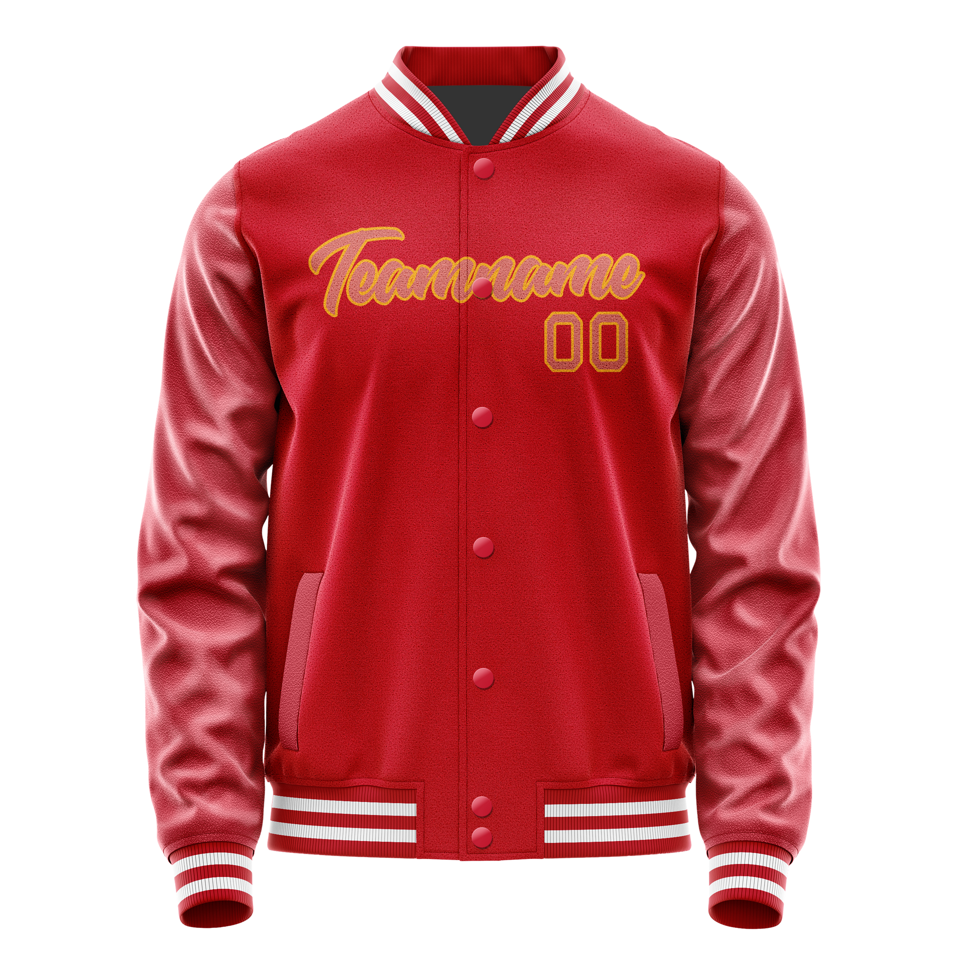 Custom Red Cream Solid Color Varsity Letterman Jacket JA02240617XY396