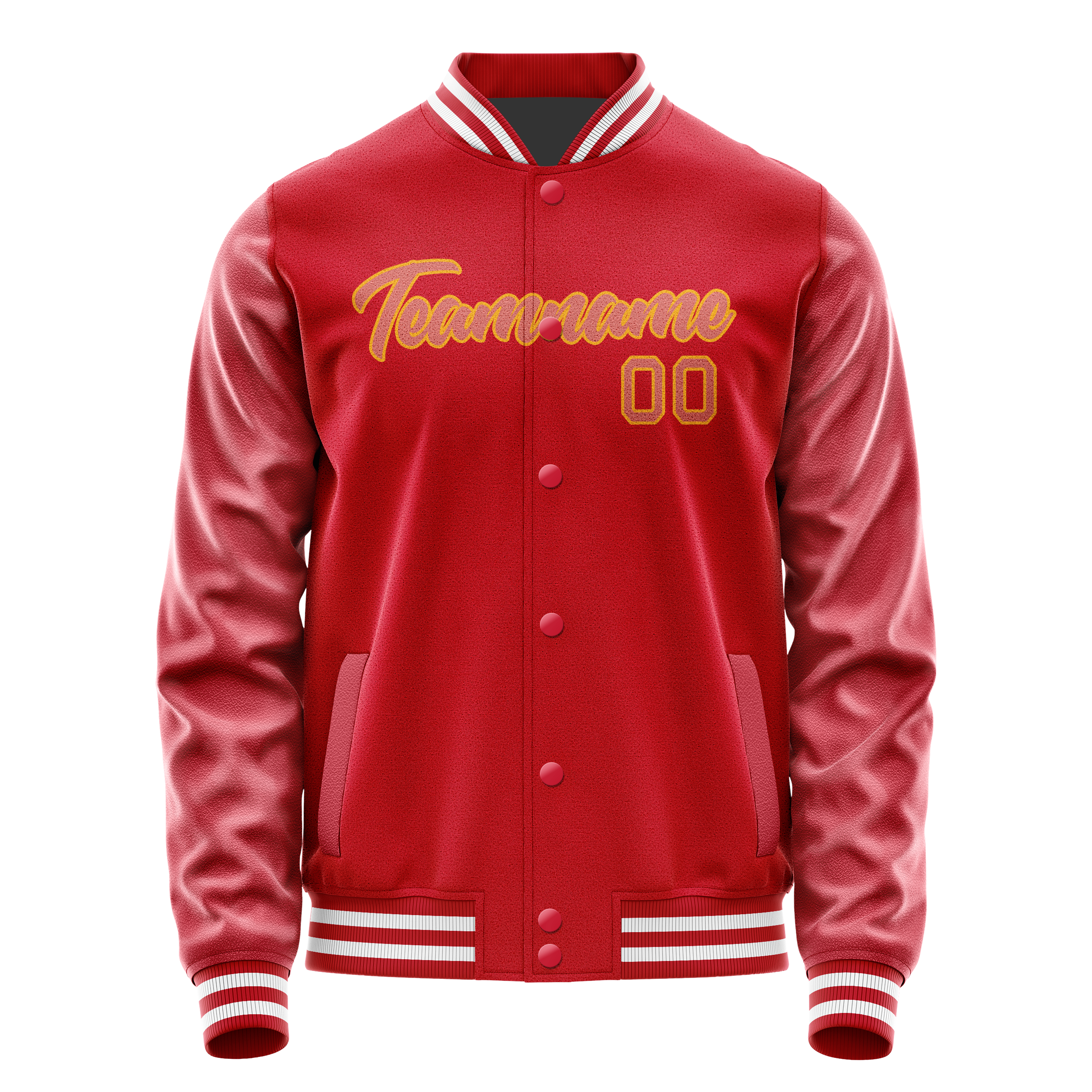 Custom Red Cream Solid Color Varsity Letterman Jacket JA02240617XY396
