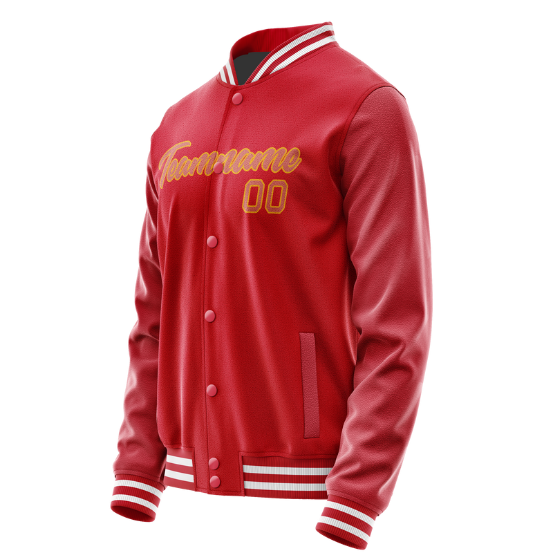 Custom Red Cream Solid Color Varsity Letterman Jacket JA02240617XY396