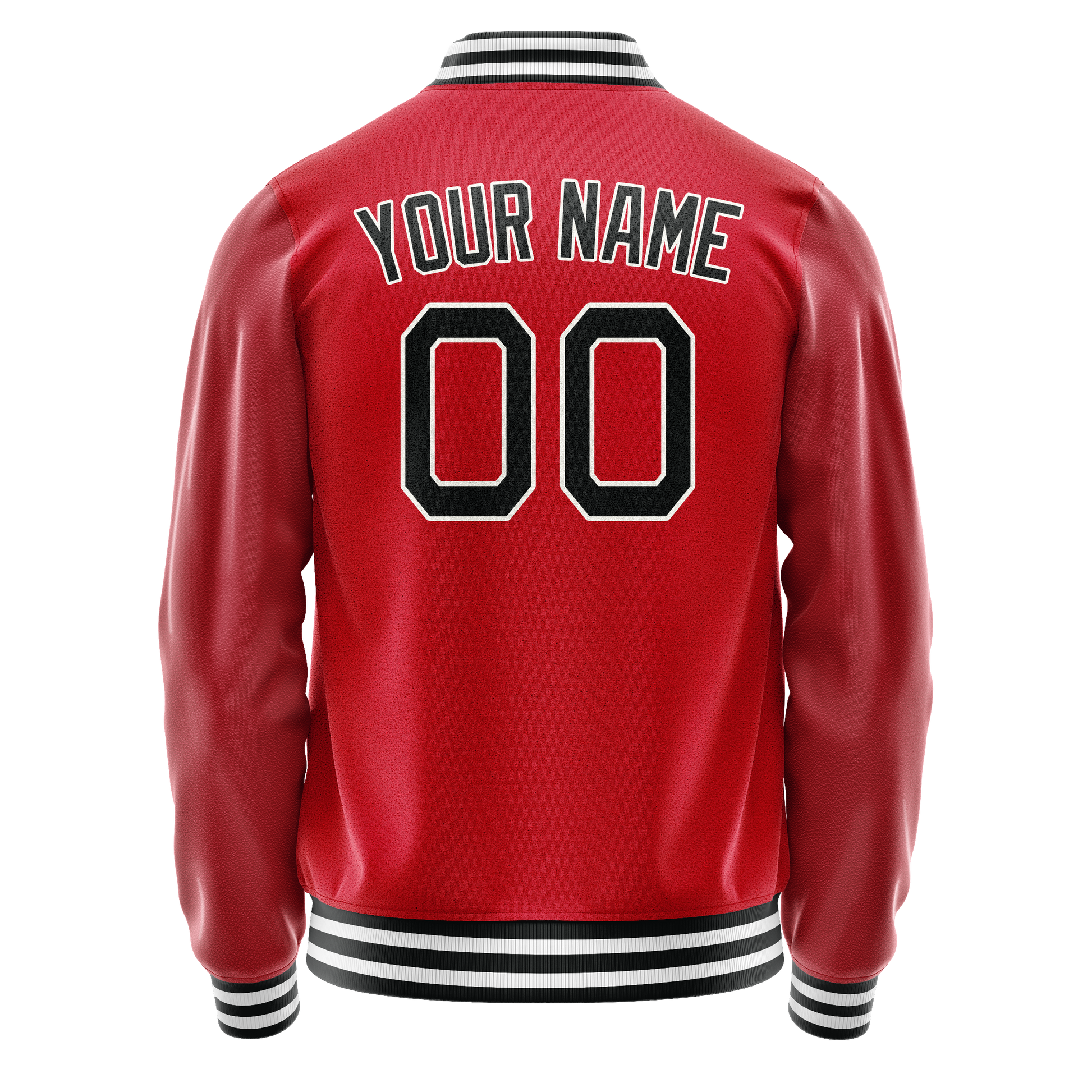 Custom Red Black Solid Color Varsity Letterman Jacket JA02240617XY398