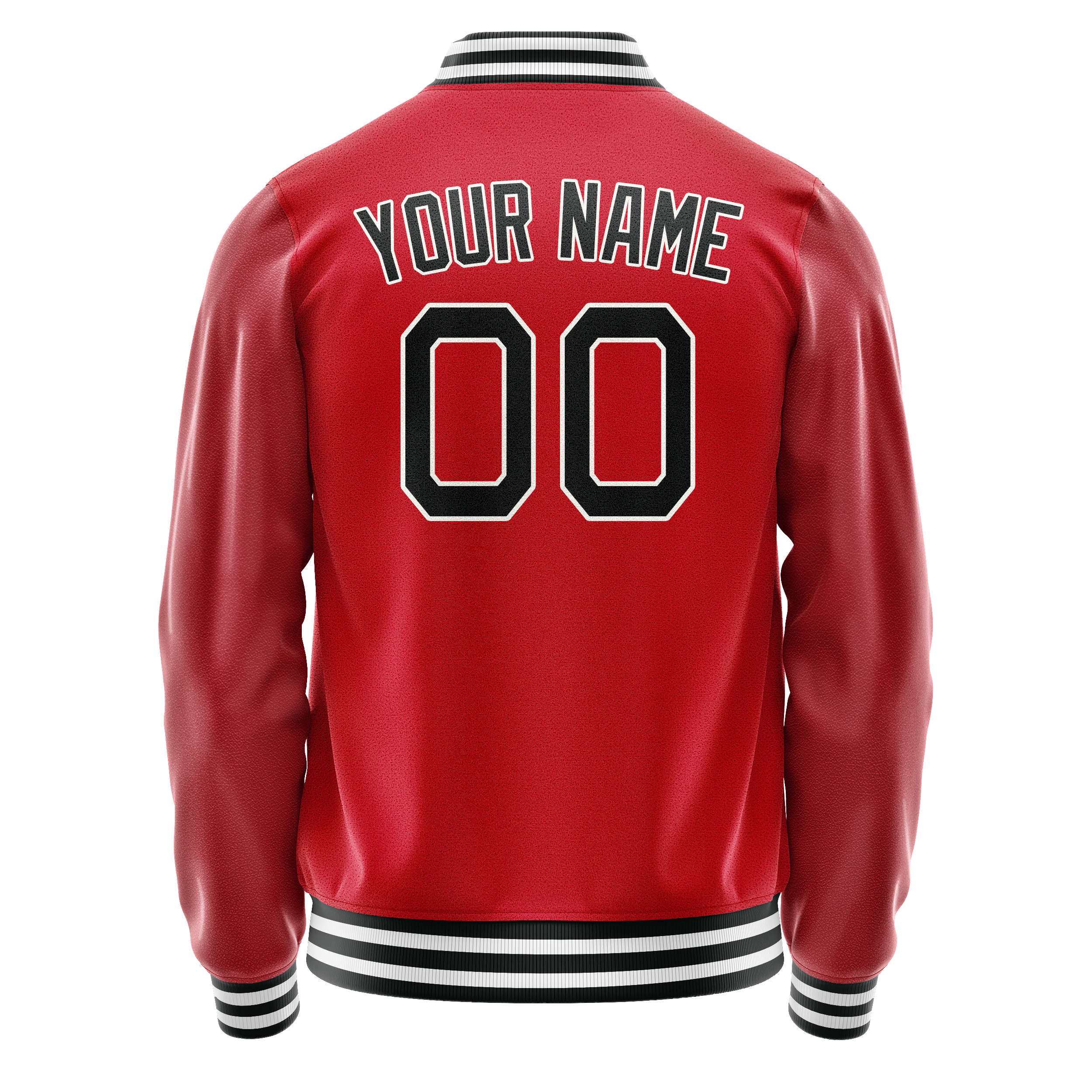 Custom Red Black Solid Color Varsity Letterman Jacket JA02240617XY398
