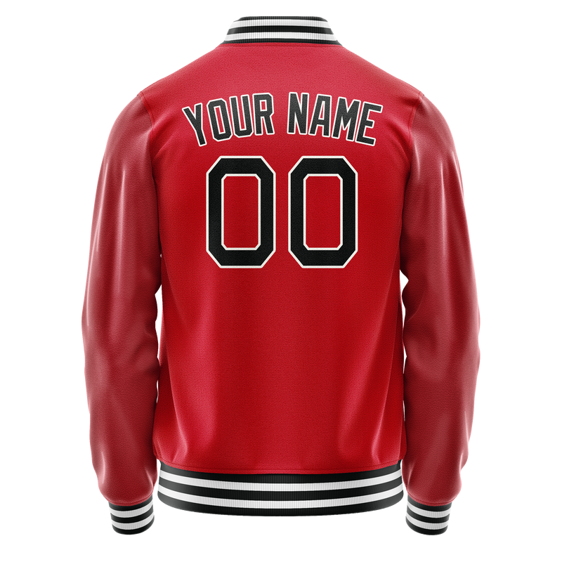 Custom Red Black Solid Color Varsity Letterman Jacket JA02240617XY398