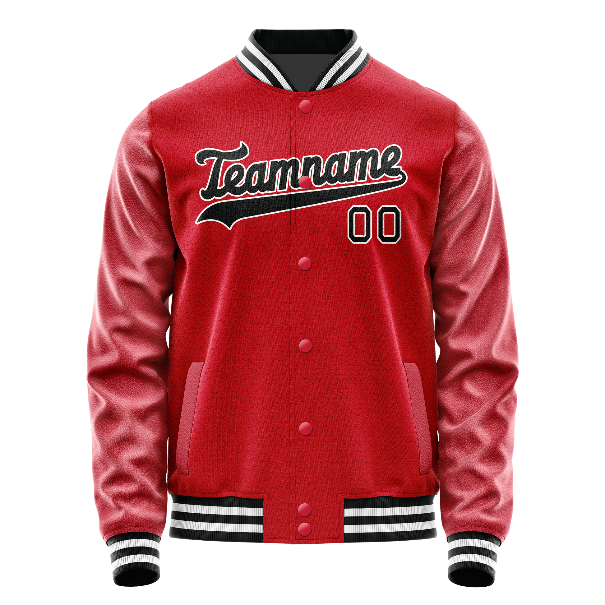 Custom Red Black Solid Color Varsity Letterman Jacket JA02240617XY398