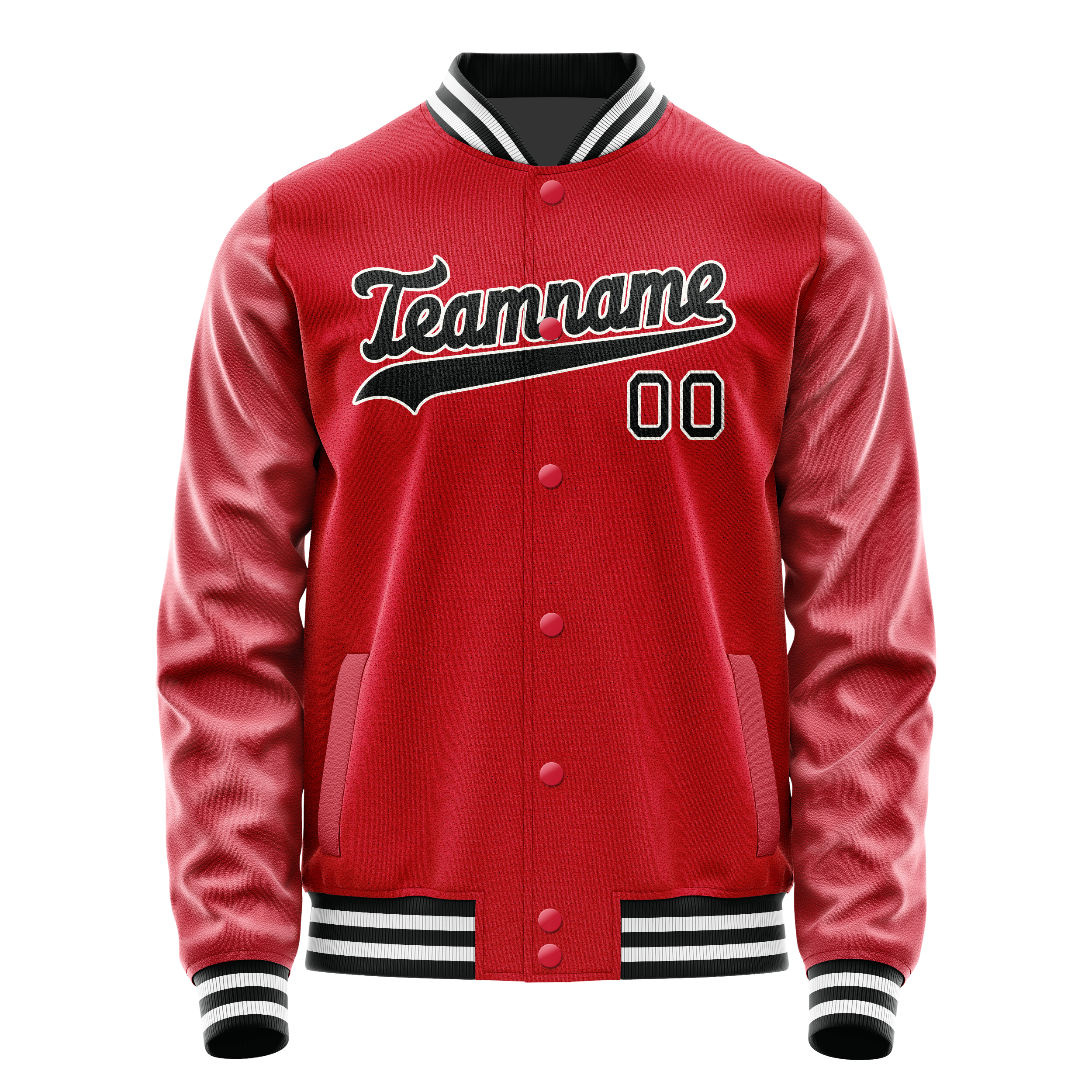 Custom Red Black Solid Color Varsity Letterman Jacket JA02240617XY398