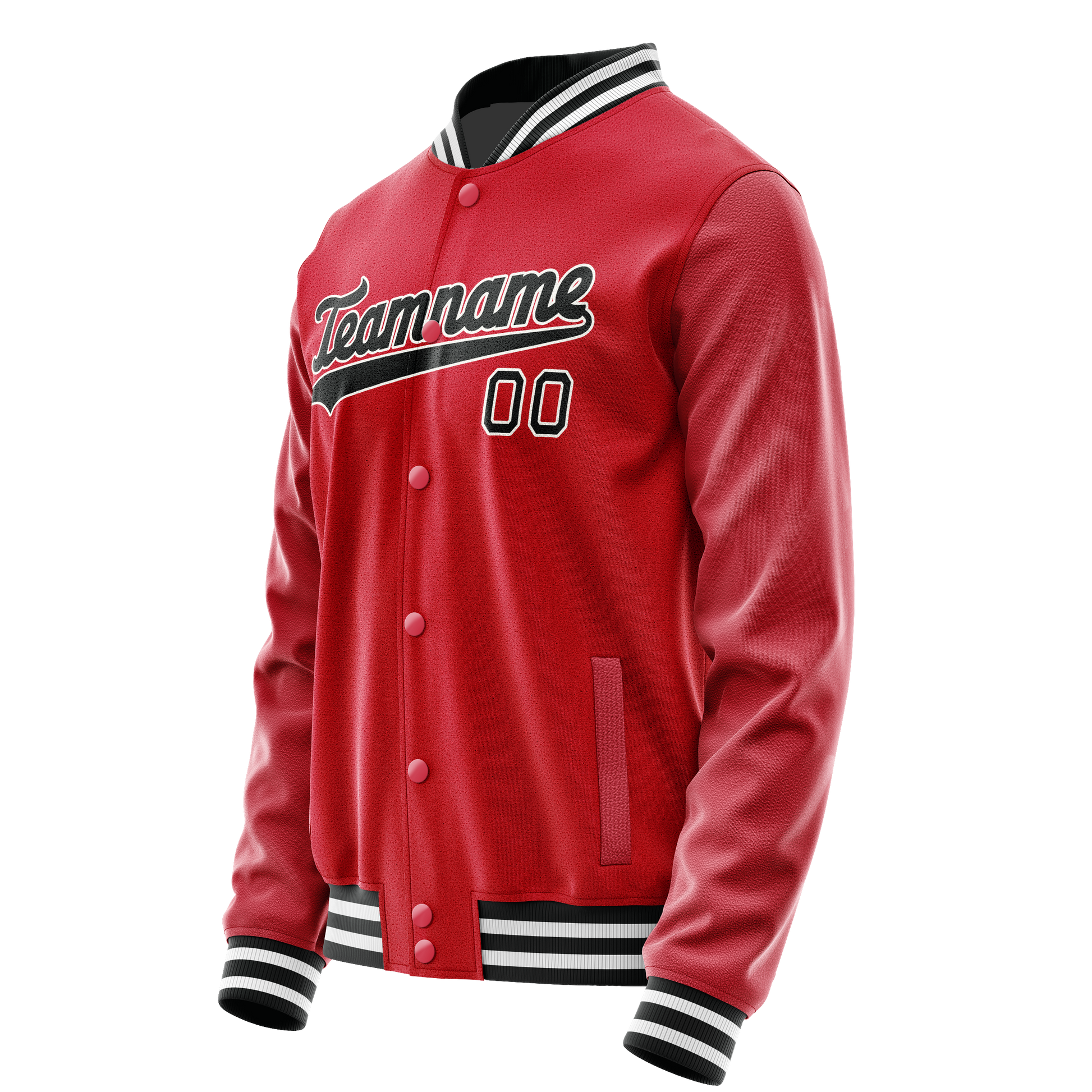 Custom Red Black Solid Color Varsity Letterman Jacket JA02240617XY398