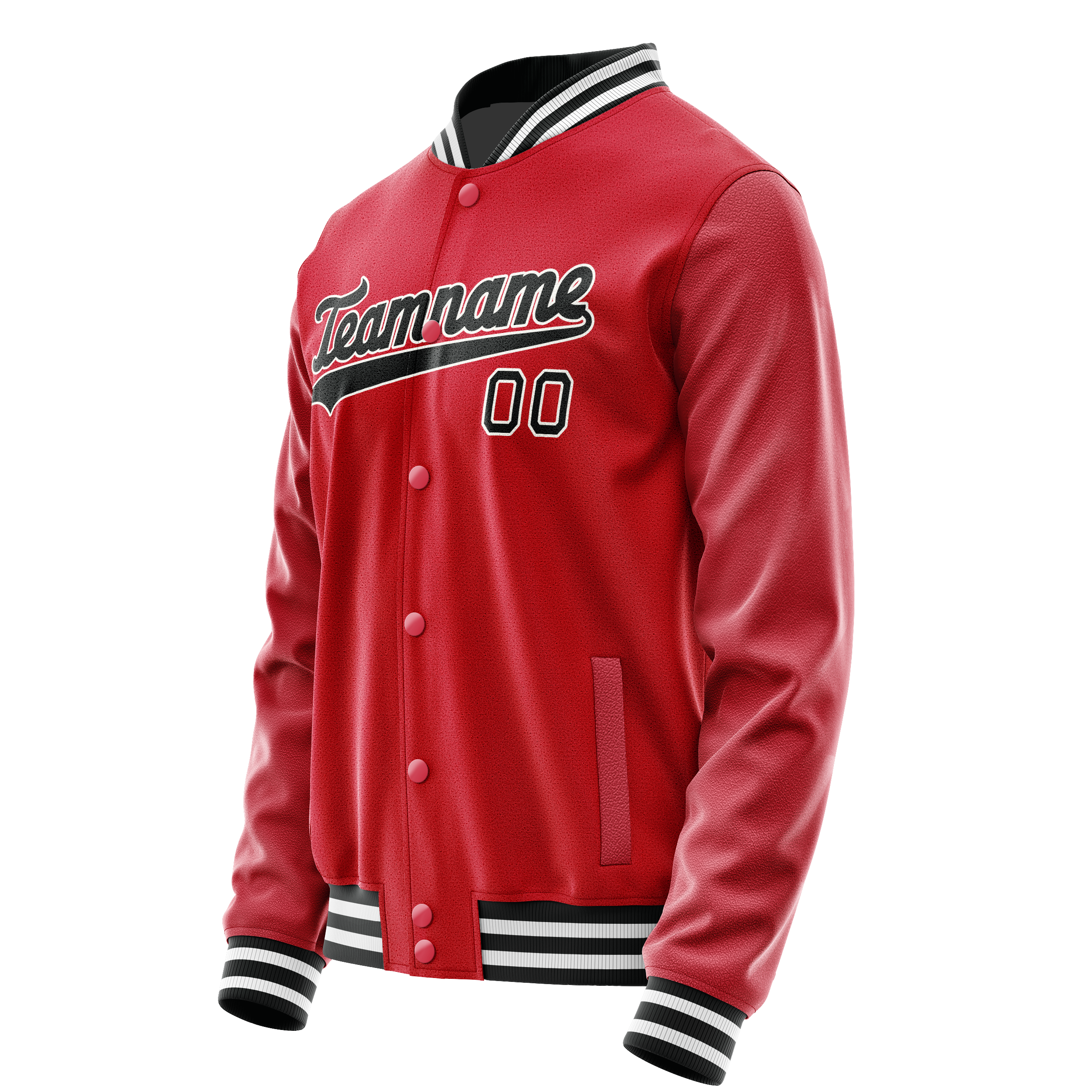 Custom Red Black Solid Color Varsity Letterman Jacket JA02240617XY398