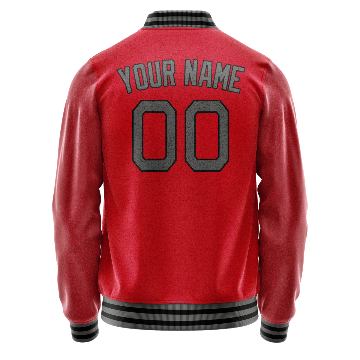 Custom Red Gray Solid Color Varsity Letterman Jacket JA02240617XY407