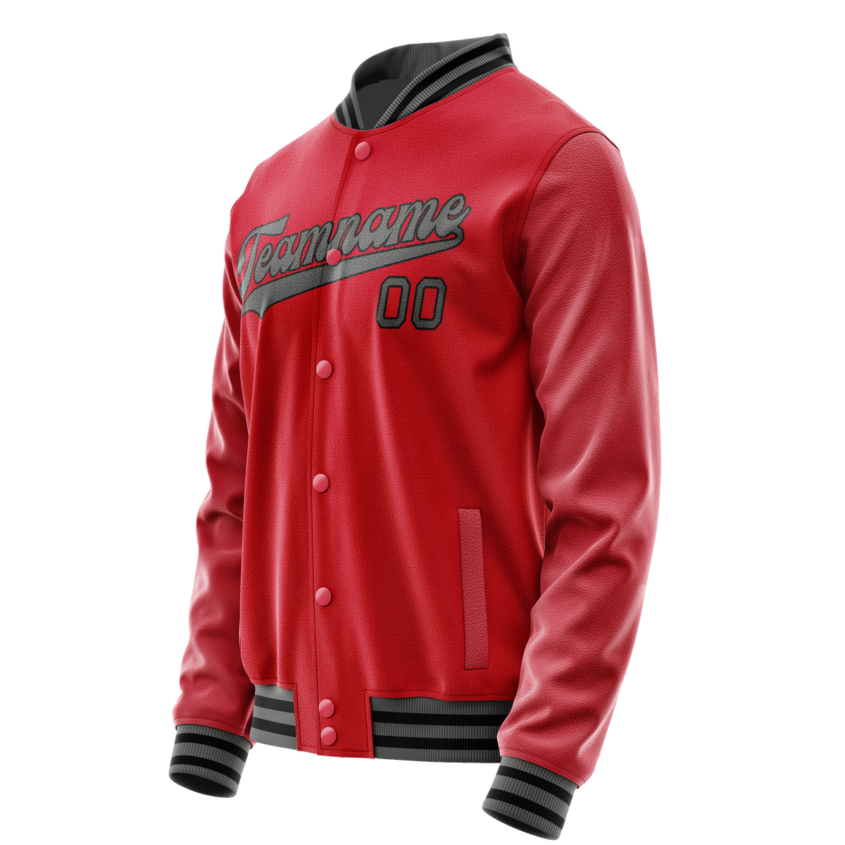 Custom Red Gray Solid Color Varsity Letterman Jacket JA02240617XY407