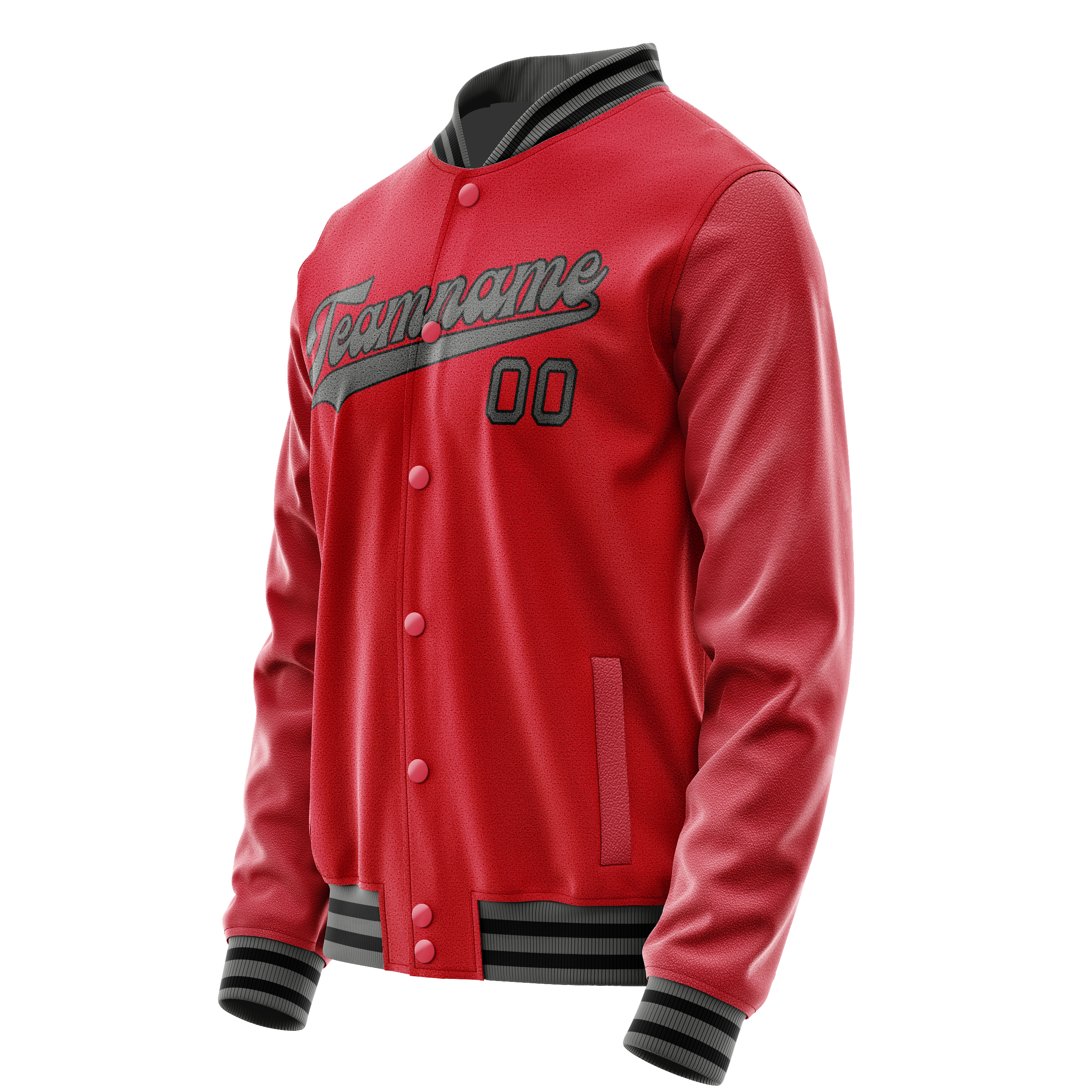 Custom Red Gray Solid Color Varsity Letterman Jacket JA02240617XY407