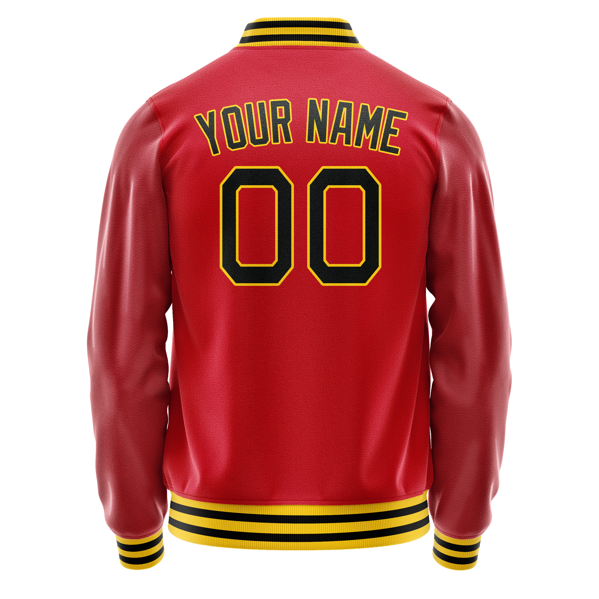 Custom Red Black Solid Color Varsity Letterman Jacket JA02240617XY395