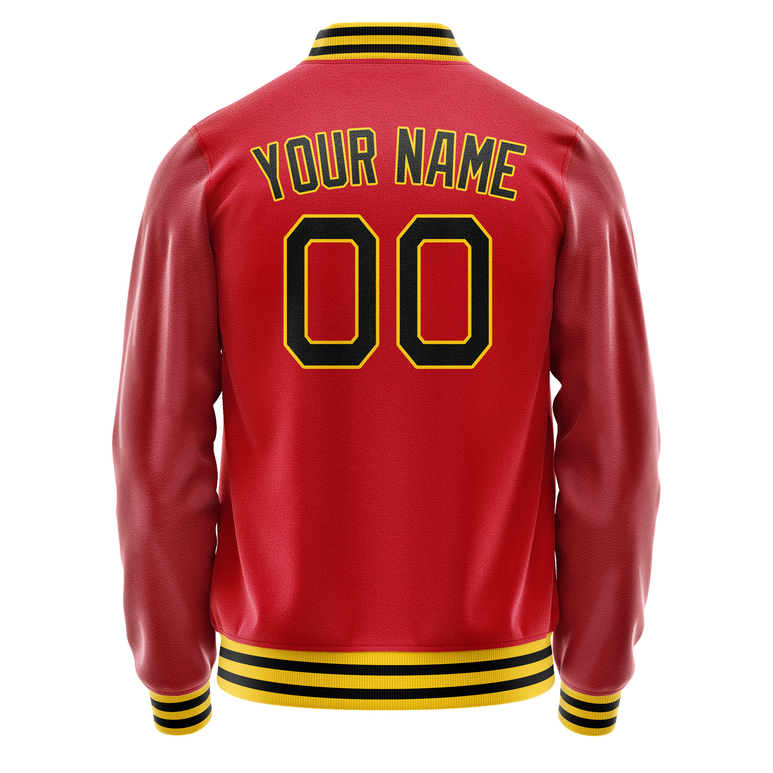 Custom Red Black Solid Color Varsity Letterman Jacket JA02240617XY395