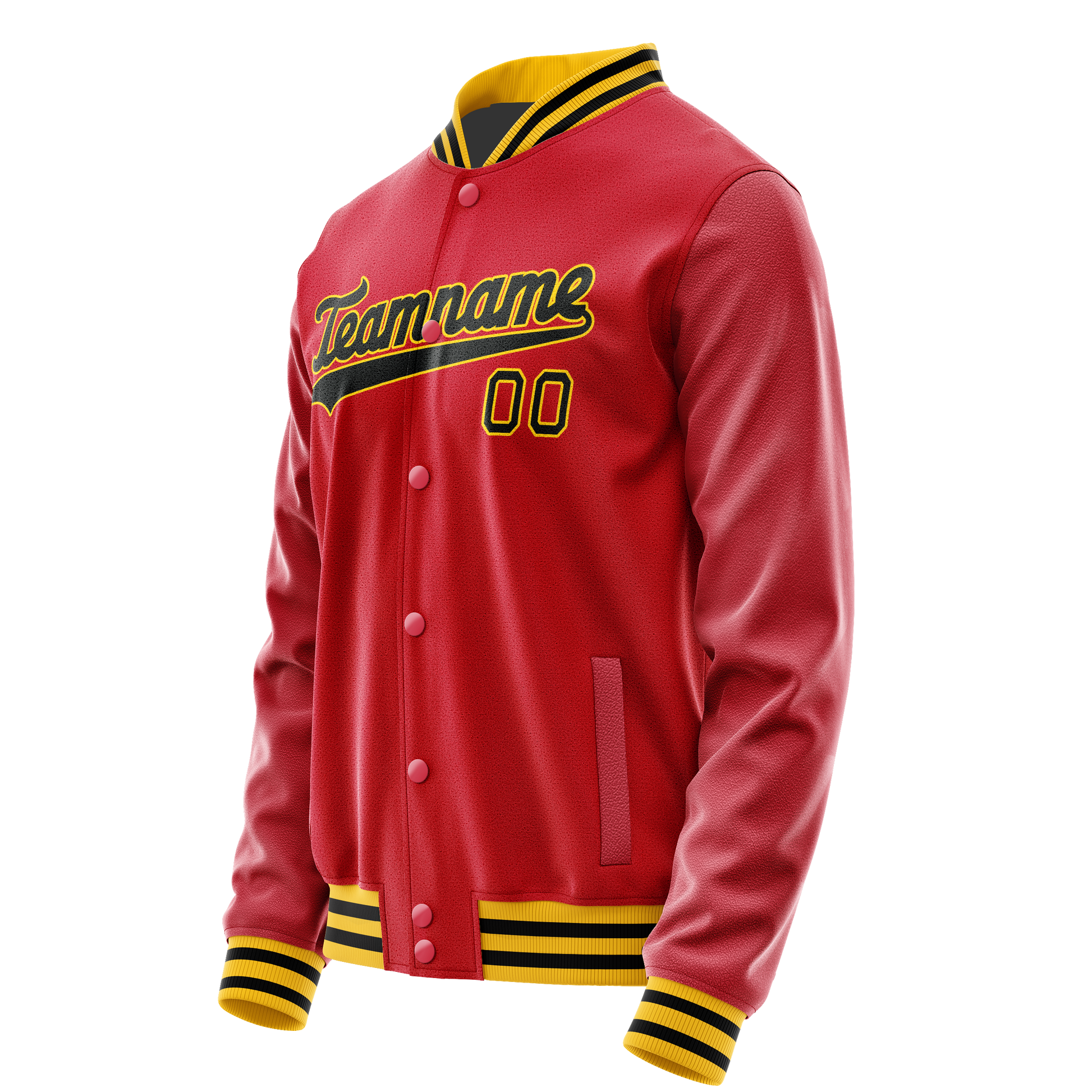 Custom Red Black Solid Color Varsity Letterman Jacket JA02240617XY395