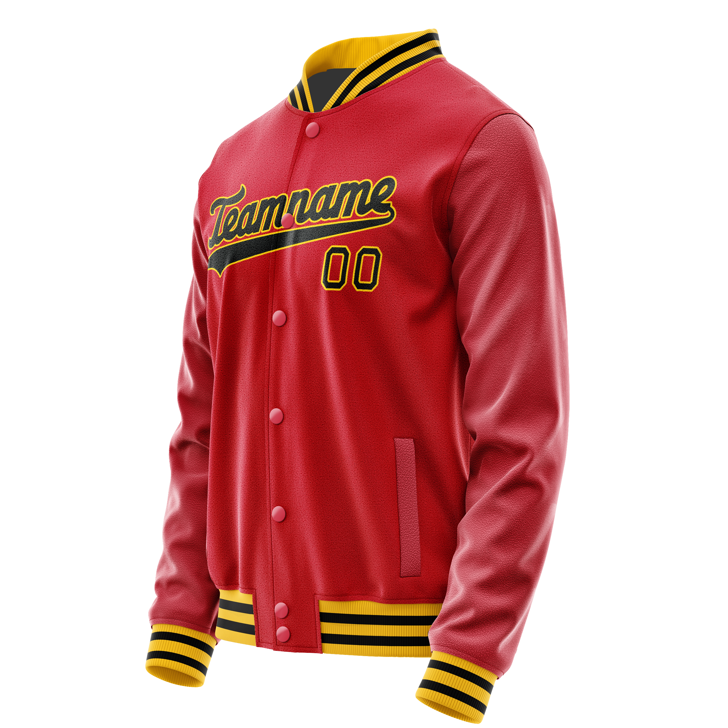 Custom Red Black Solid Color Varsity Letterman Jacket JA02240617XY395