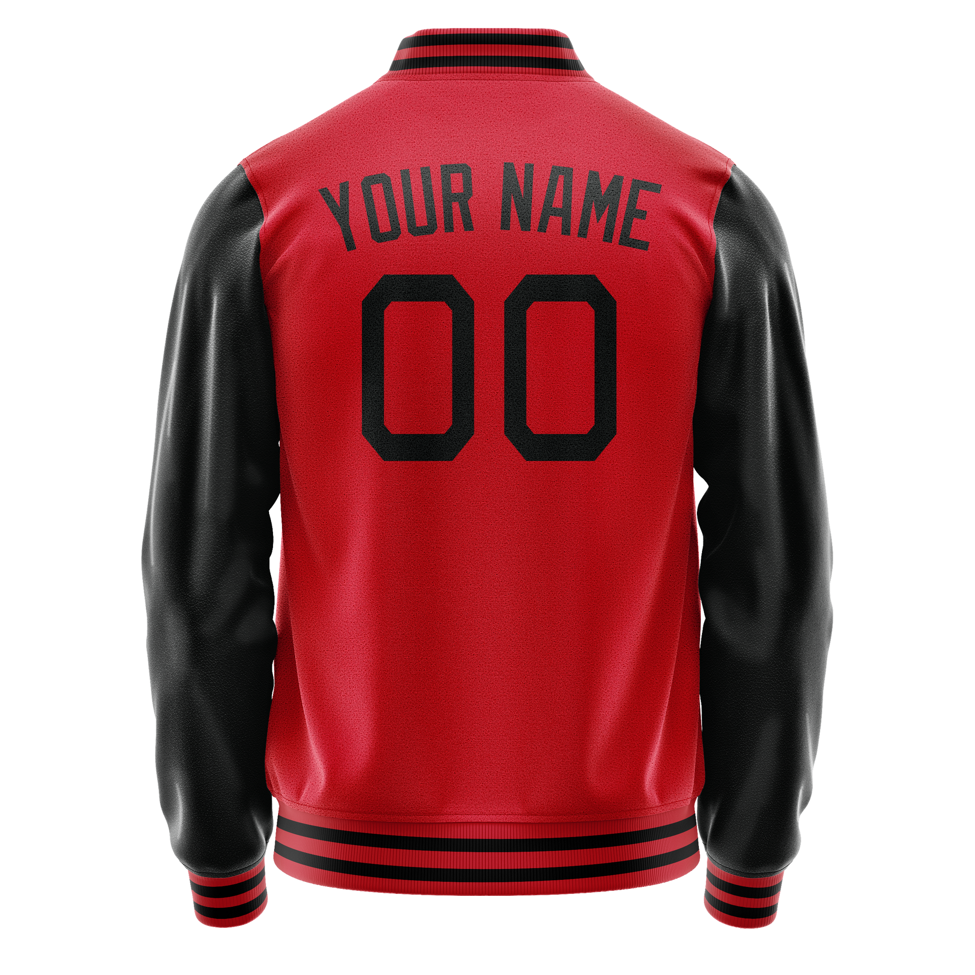 Custom Red Black Solid Color Varsity Letterman Jacket JA02240617XY400