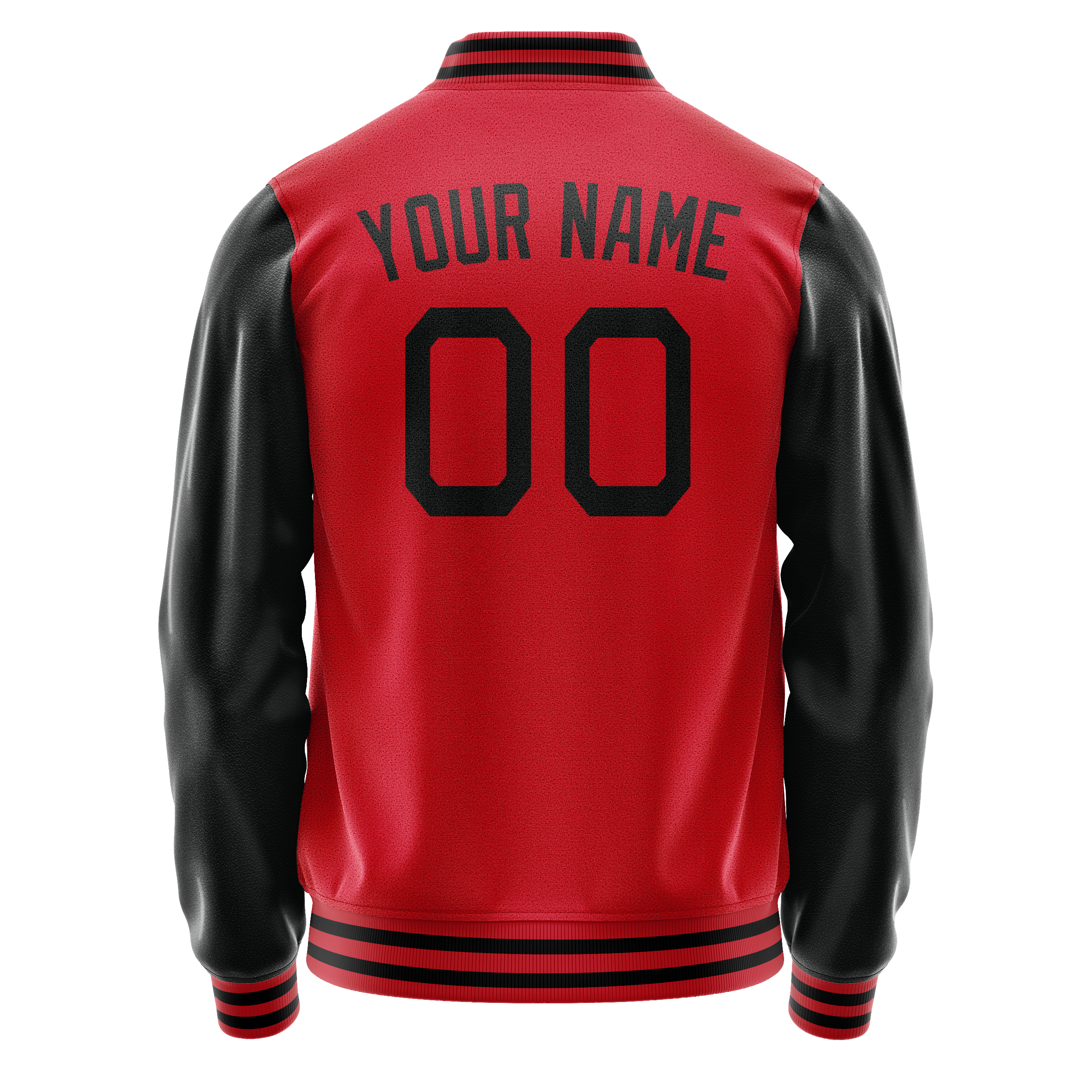 Custom Red Black Solid Color Varsity Letterman Jacket JA02240617XY400