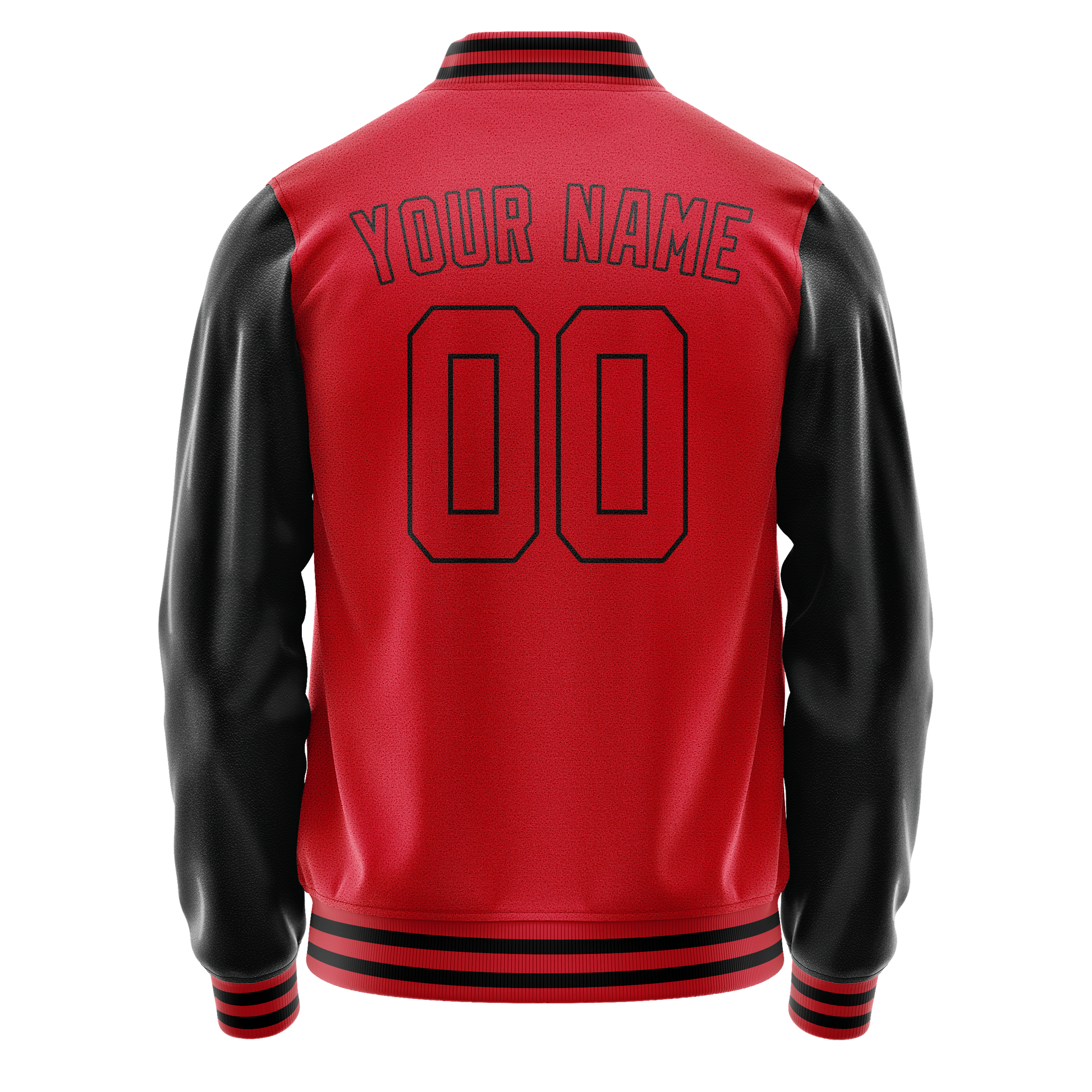 Custom Red Black Solid Color Varsity Letterman Jacket JA02240617XY386