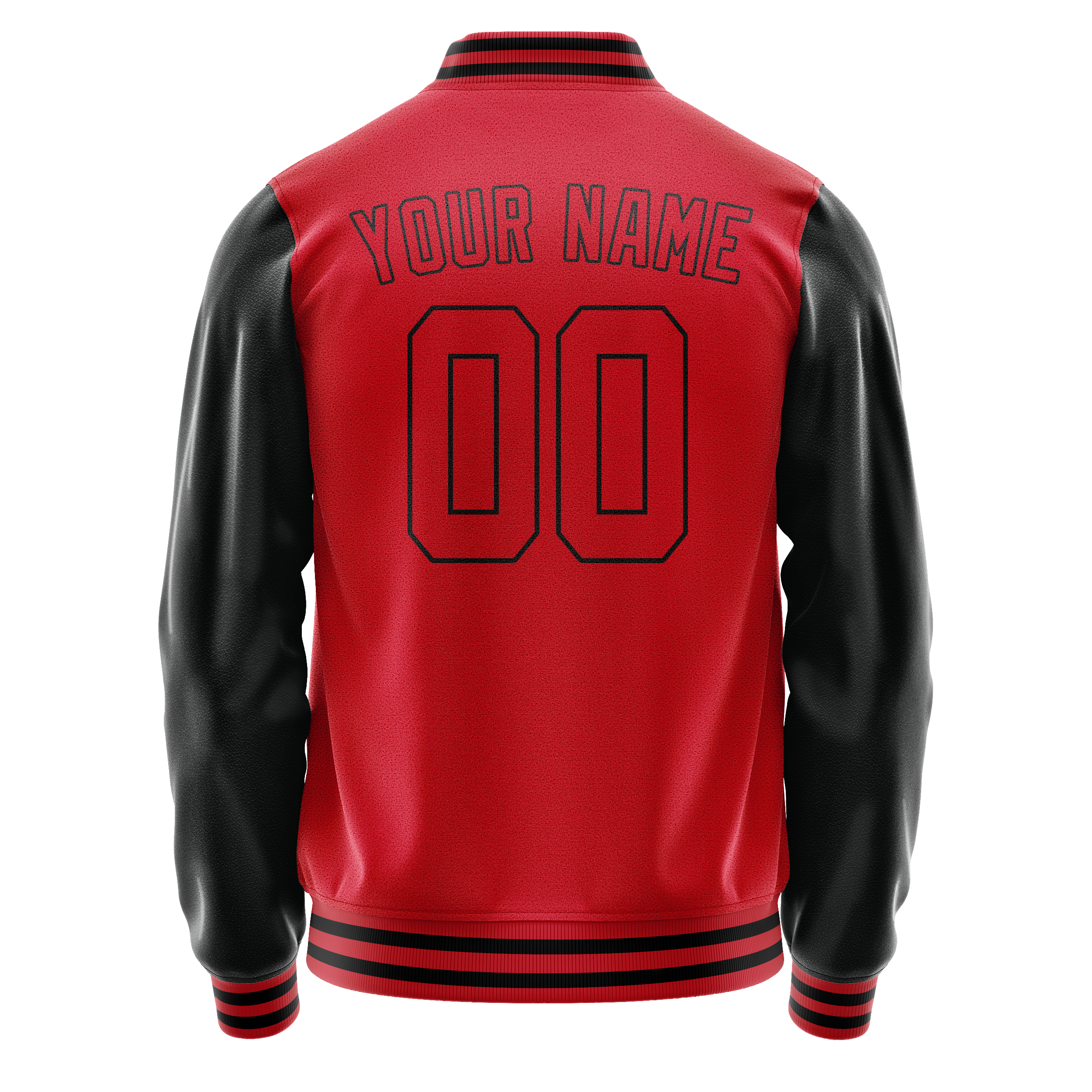 Custom Red Black Solid Color Varsity Letterman Jacket JA02240617XY386