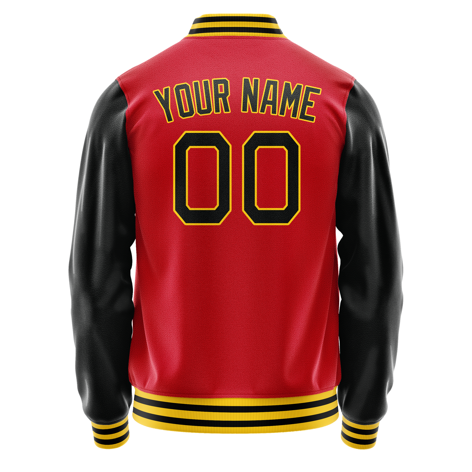 Custom Red Black Solid Color Varsity Letterman Jacket JA02240617XY389