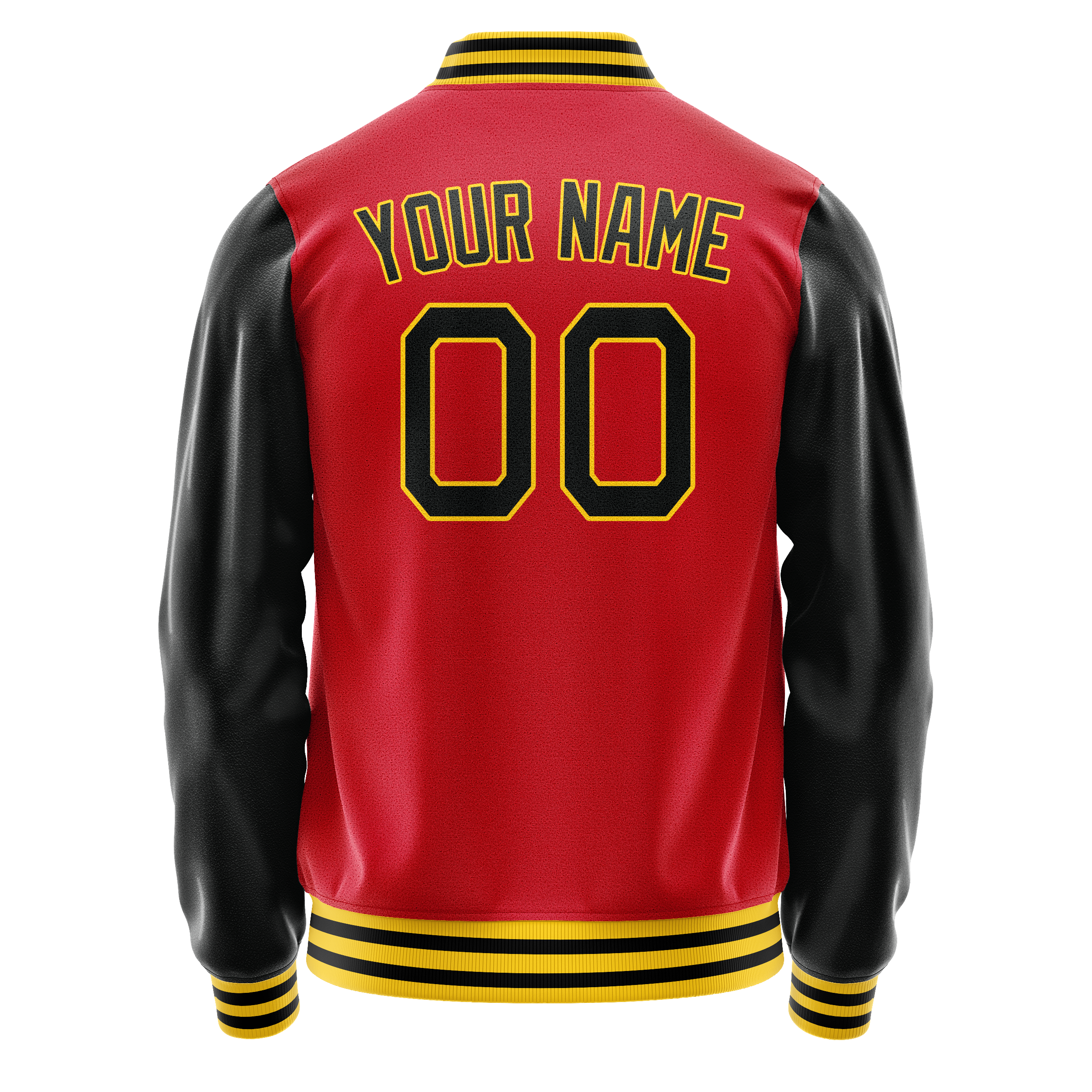 Custom Red Black Solid Color Varsity Letterman Jacket JA02240617XY389