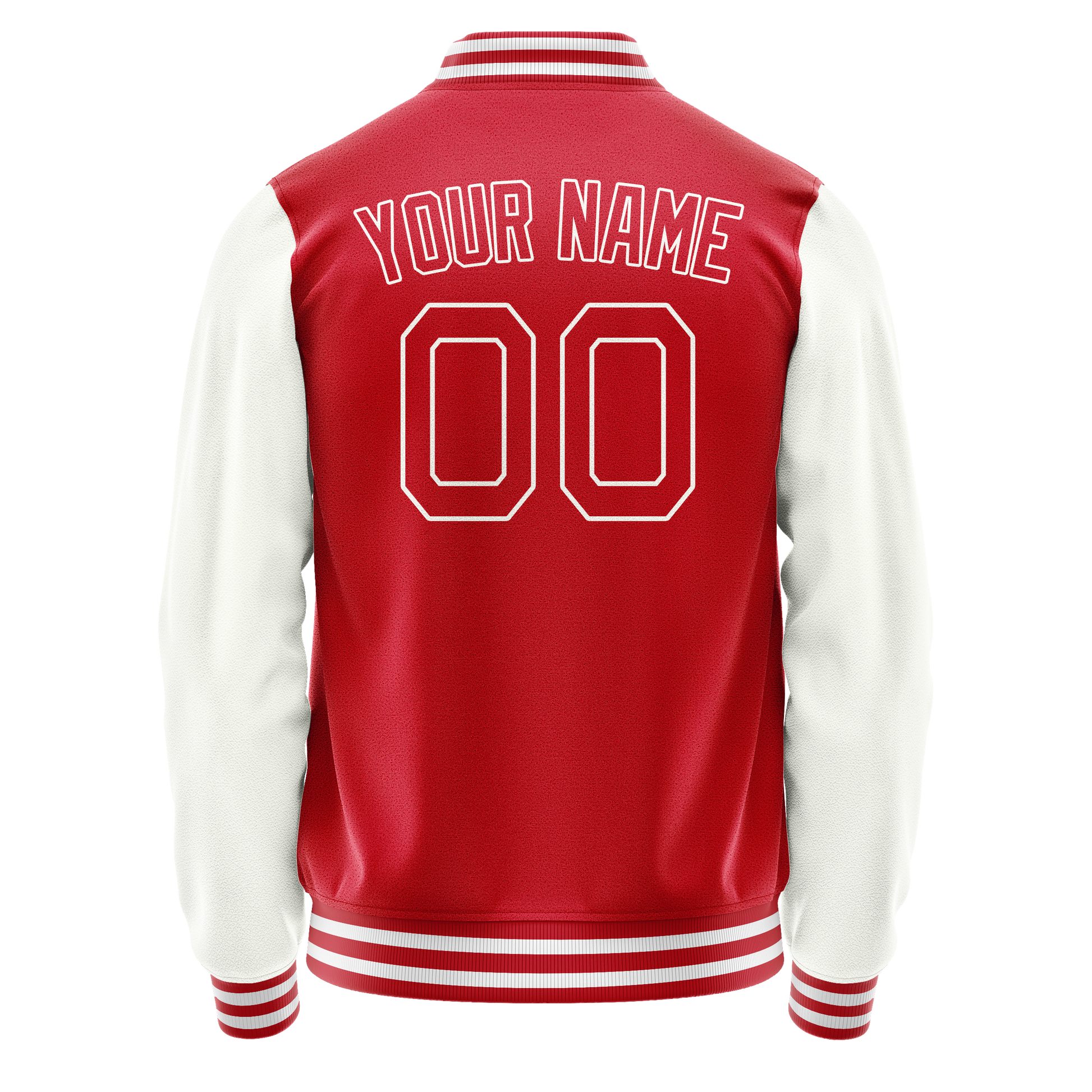 Custom Red White Solid Color Varsity Letterman Jacket JA02240617XY392
