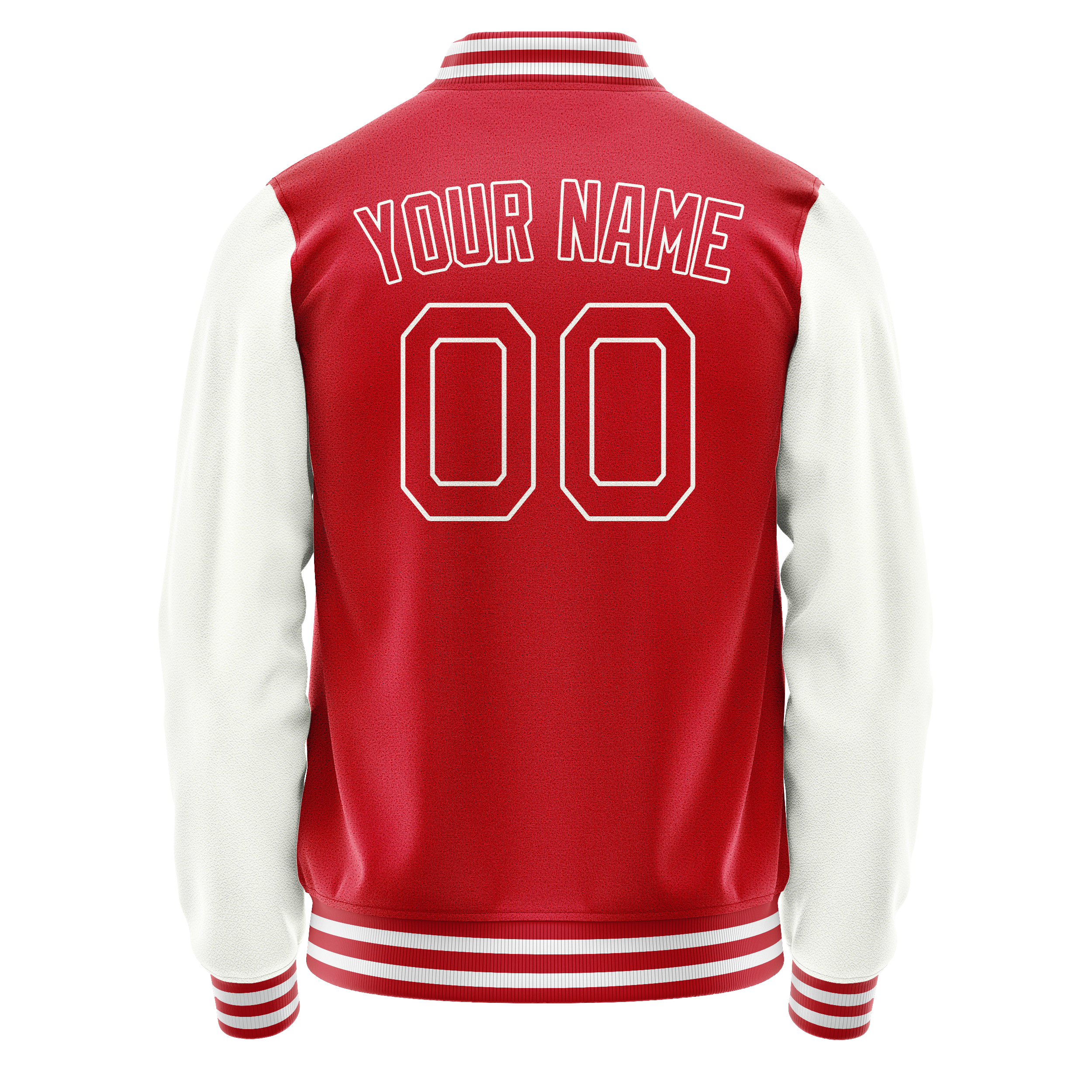 Custom Red White Solid Color Varsity Letterman Jacket JA02240617XY392