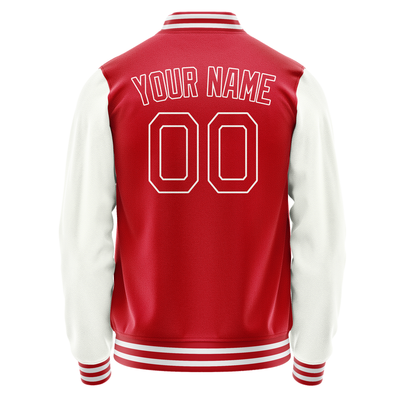 Custom Red White Solid Color Varsity Letterman Jacket JA02240617XY392