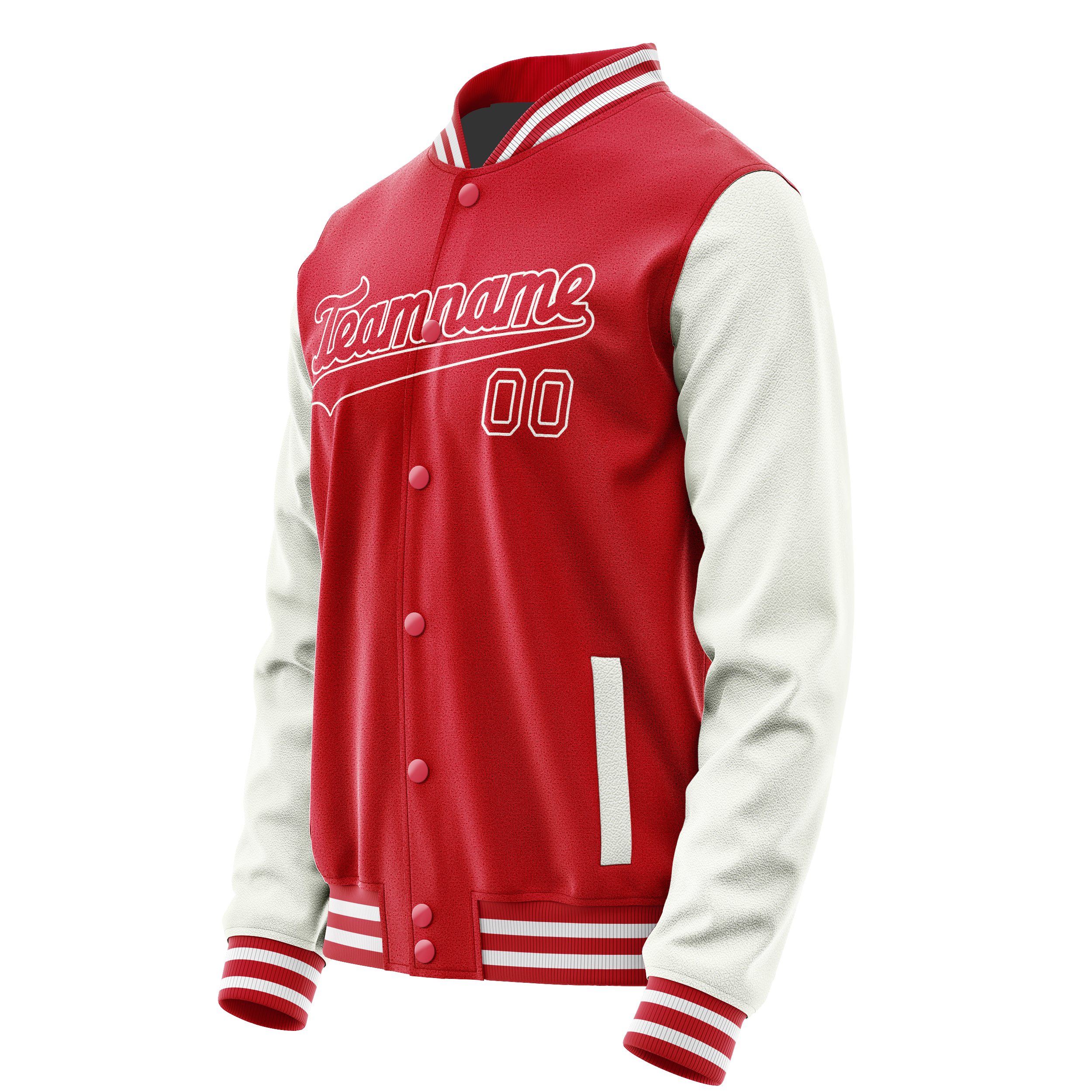 Custom Red White Solid Color Varsity Letterman Jacket JA02240617XY392