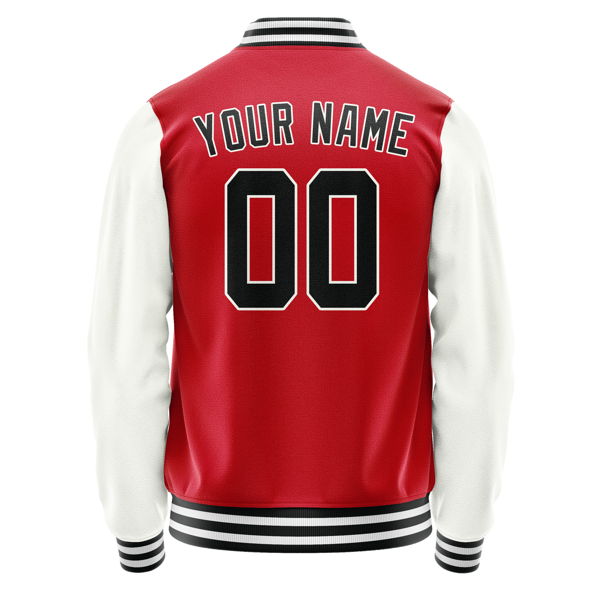 Custom Red White Solid Color Varsity Letterman Jacket JA02240617XY410