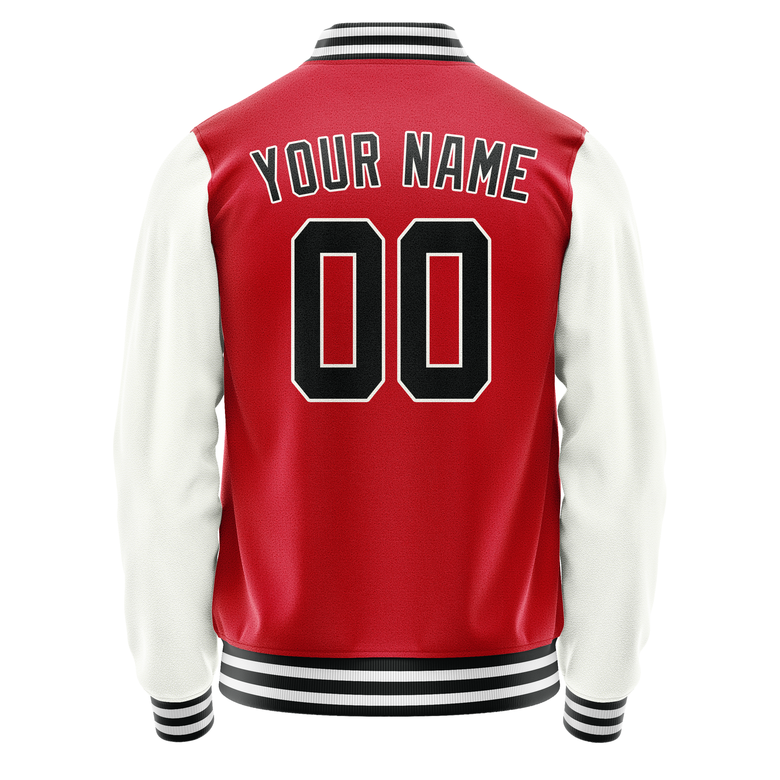 Custom Red White Solid Color Varsity Letterman Jacket JA02240617XY410