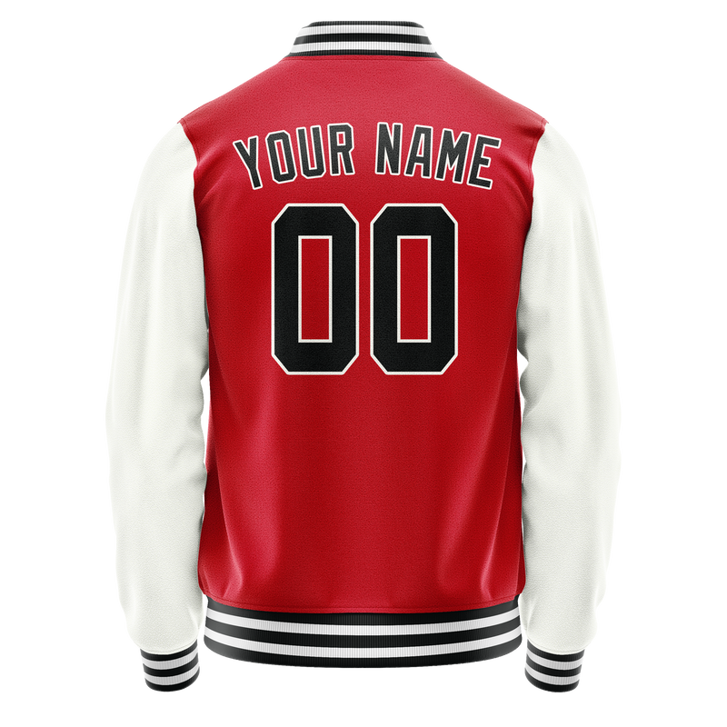 Custom Red White Solid Color Varsity Letterman Jacket JA02240617XY410