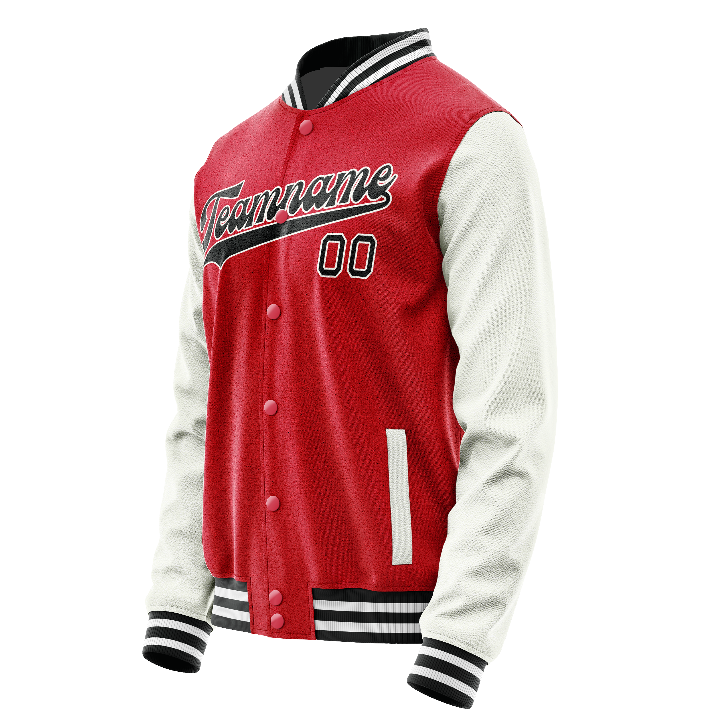 Custom Red White Solid Color Varsity Letterman Jacket JA02240617XY410