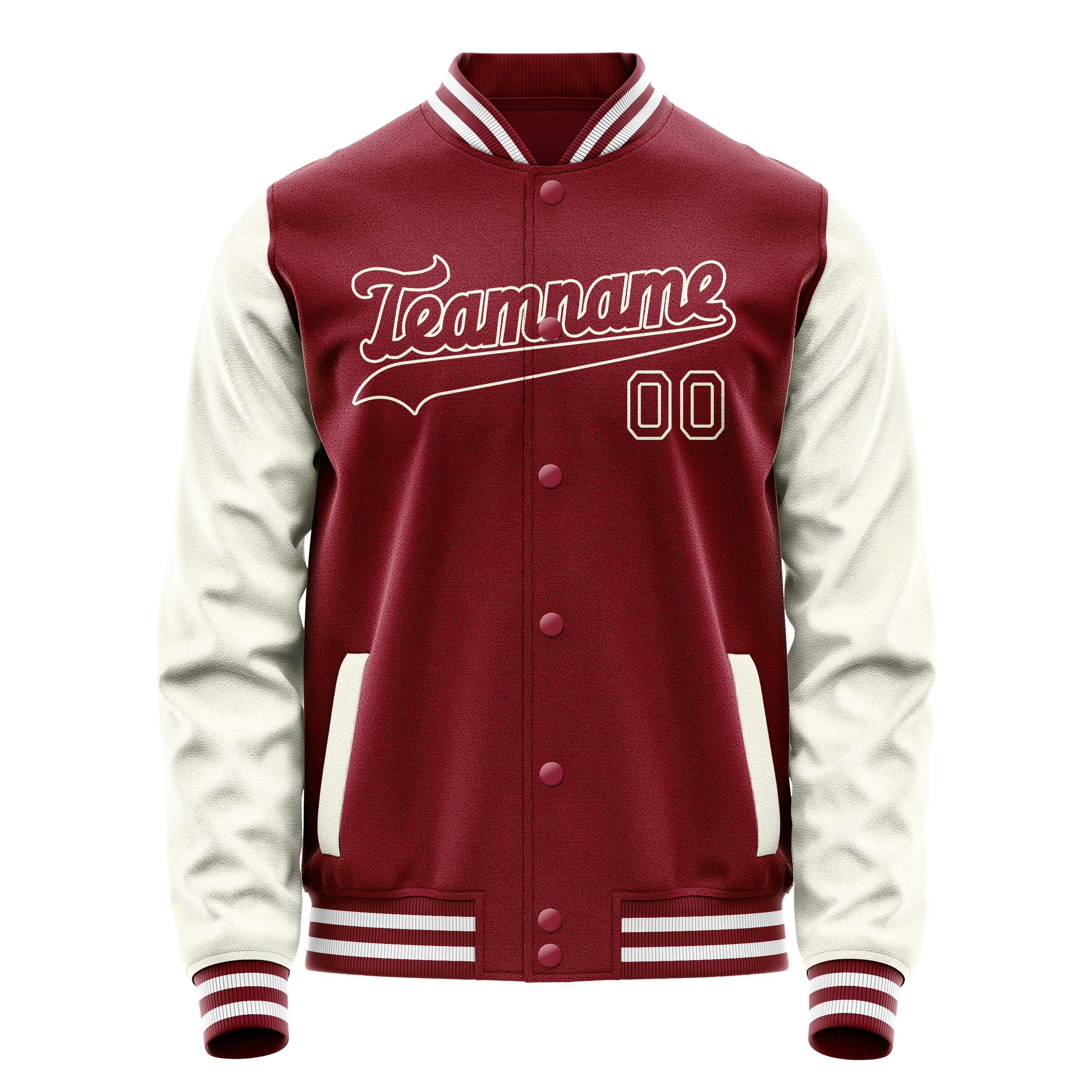 Custom Crimson Cream Solid Color Varsity Letterman Jacket JA02240617KZ535