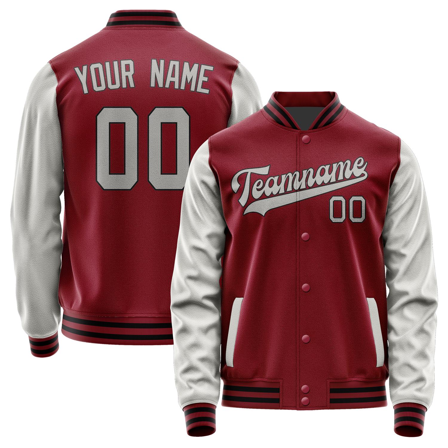 Custom Crimson Red Gray Jacket JA1515041517B31704
