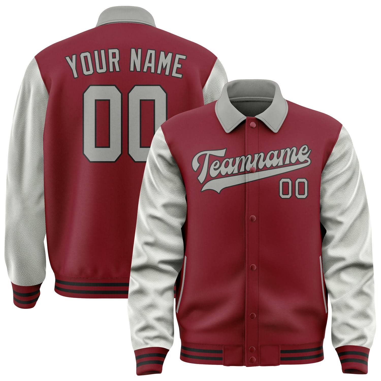 Custom Crimson Red Gray Jacket