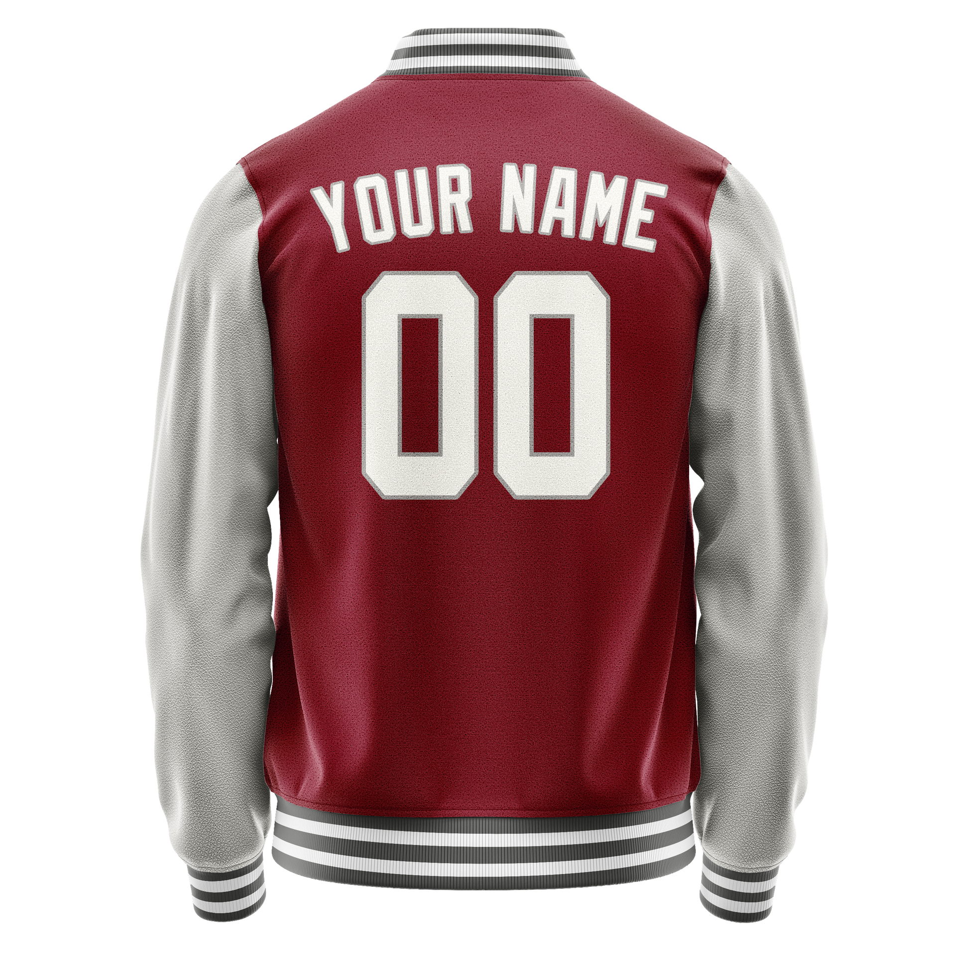 Custom Crimson Gray Solid Color Varsity Letterman Jacket JA02240617KZ511