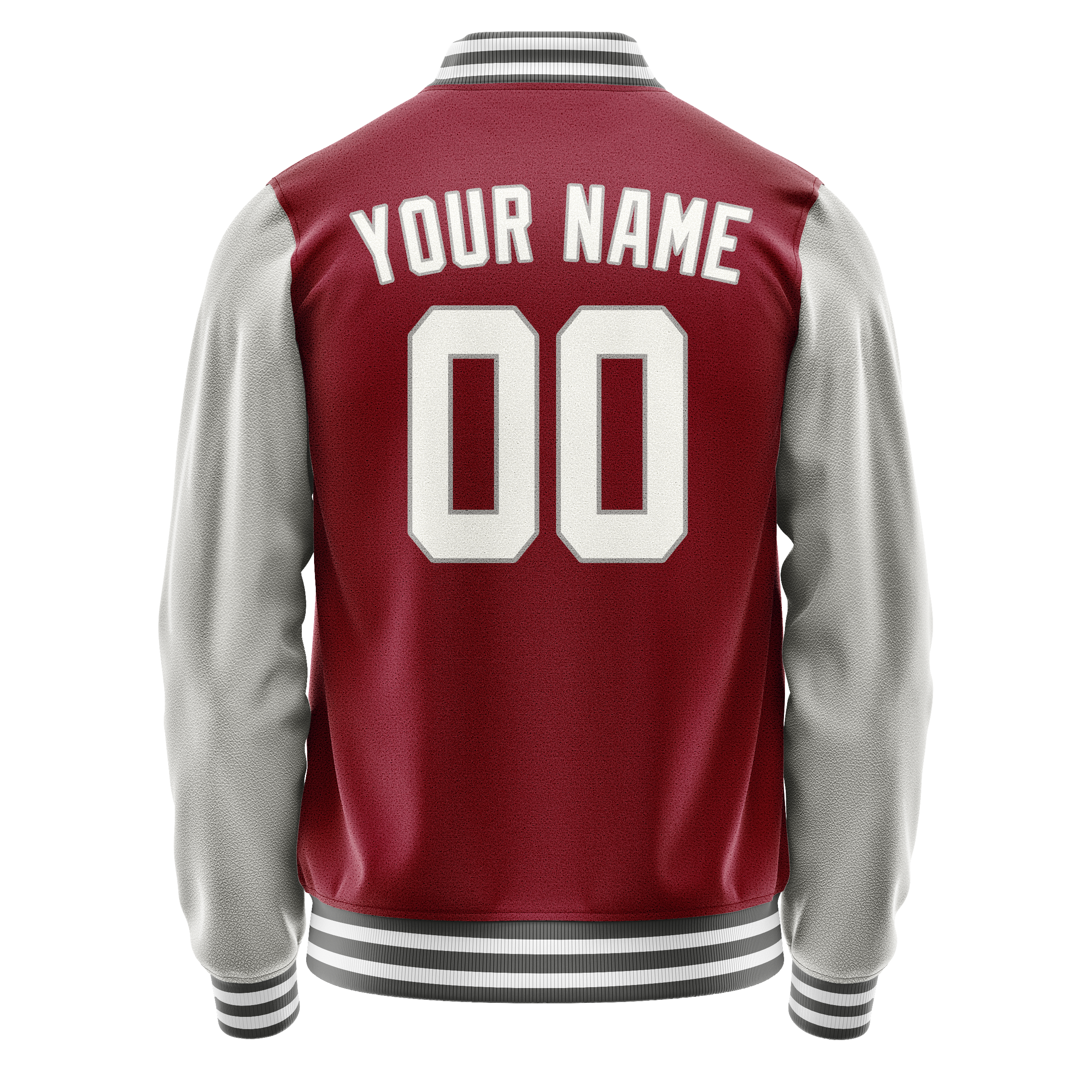 Custom Crimson Gray Solid Color Varsity Letterman Jacket JA02240617KZ511