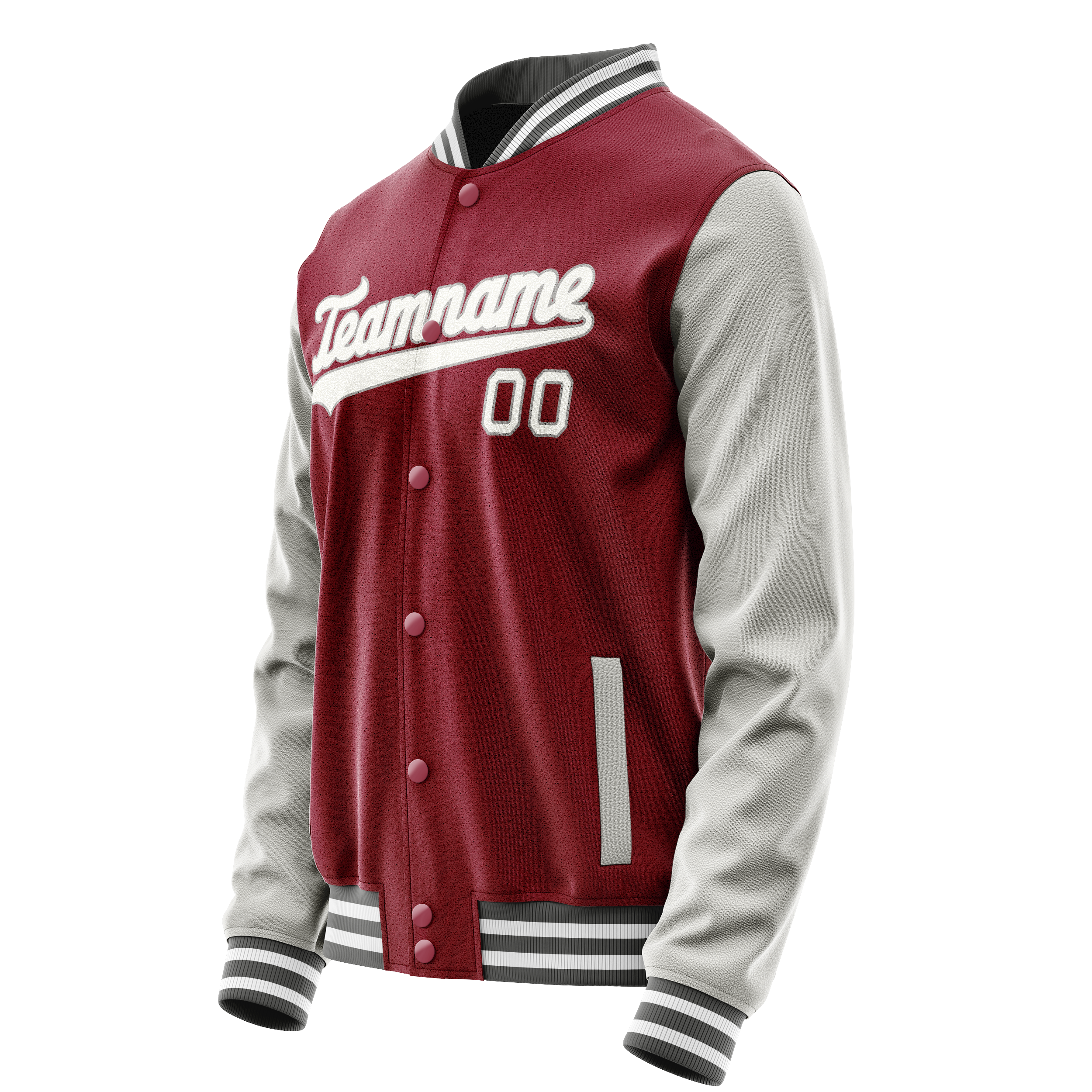 Custom Crimson Gray Solid Color Varsity Letterman Jacket JA02240617KZ511