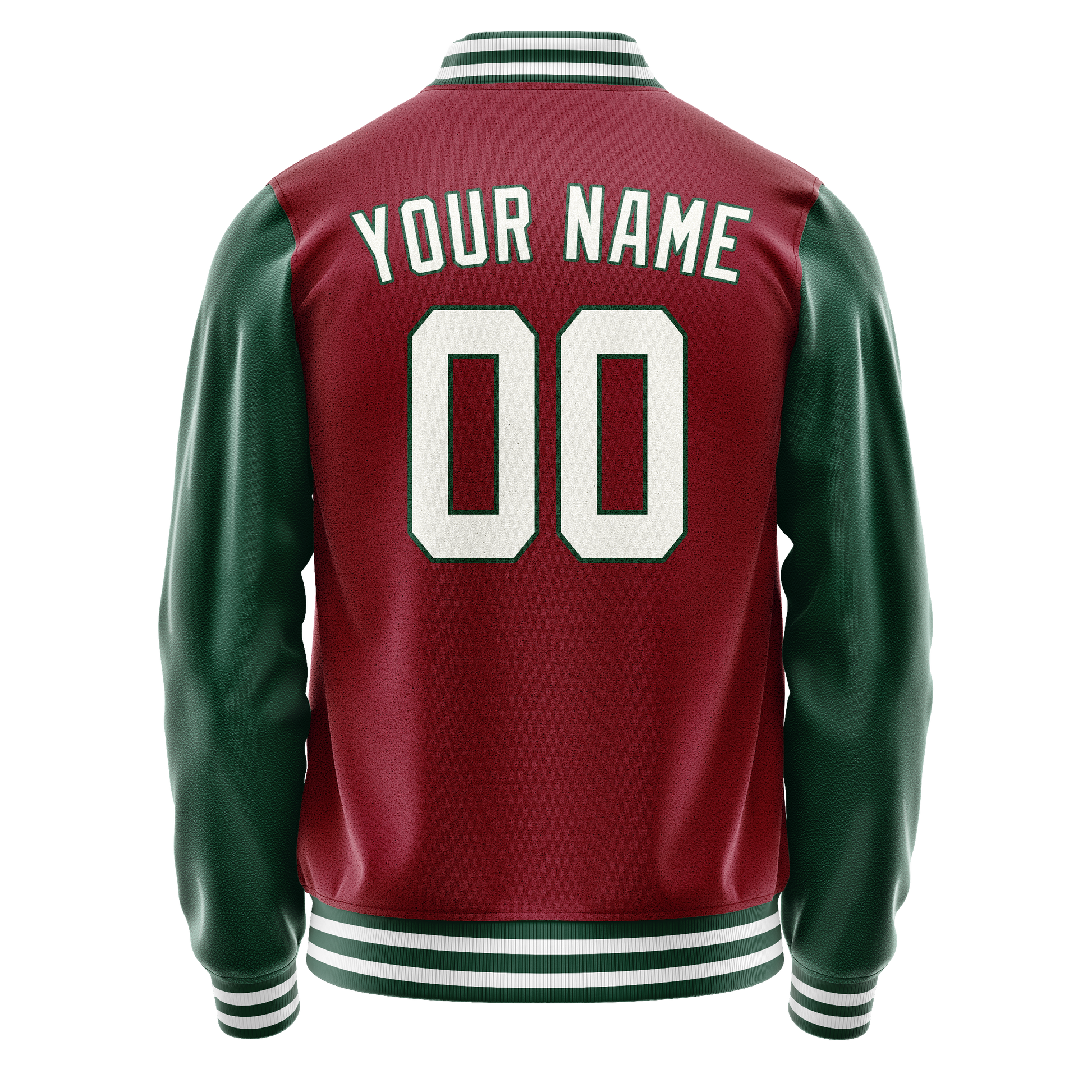 Custom Crimson Kelly-Green Solid Color Varsity Letterman Jacket JA02240617KZ515