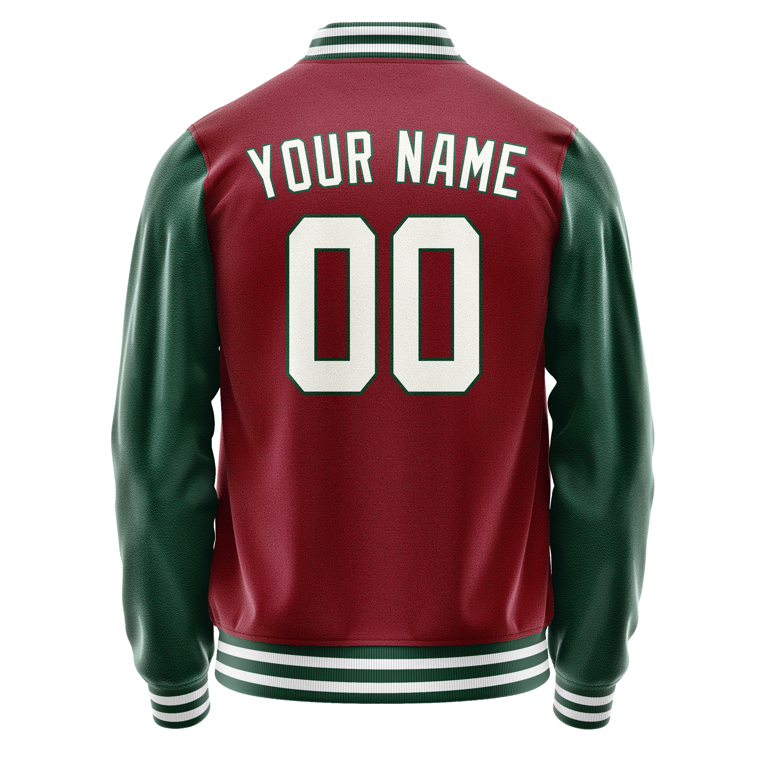 Custom Crimson Kelly-Green Solid Color Varsity Letterman Jacket JA02240617KZ515